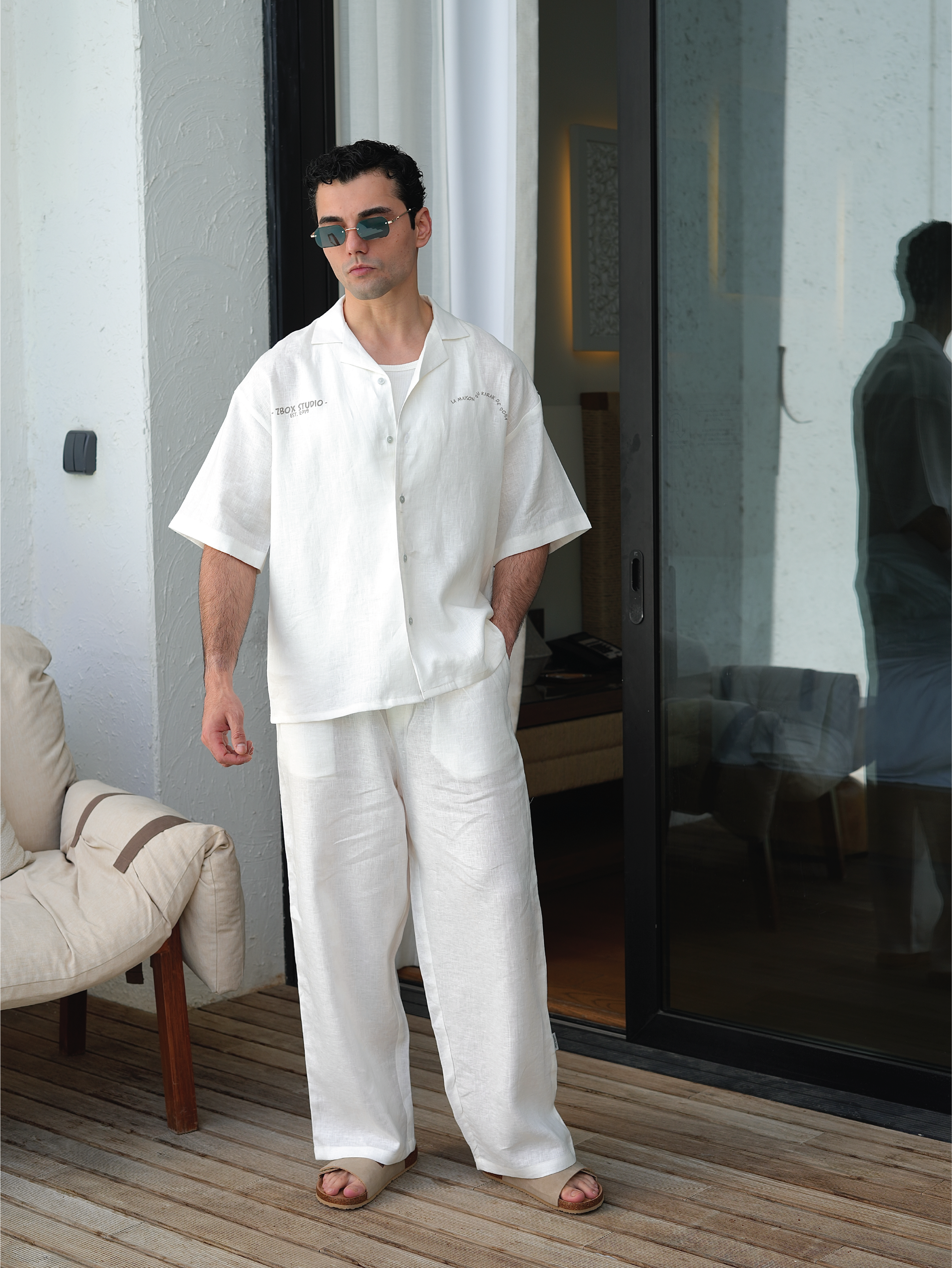 Resort Linen Trousers – White