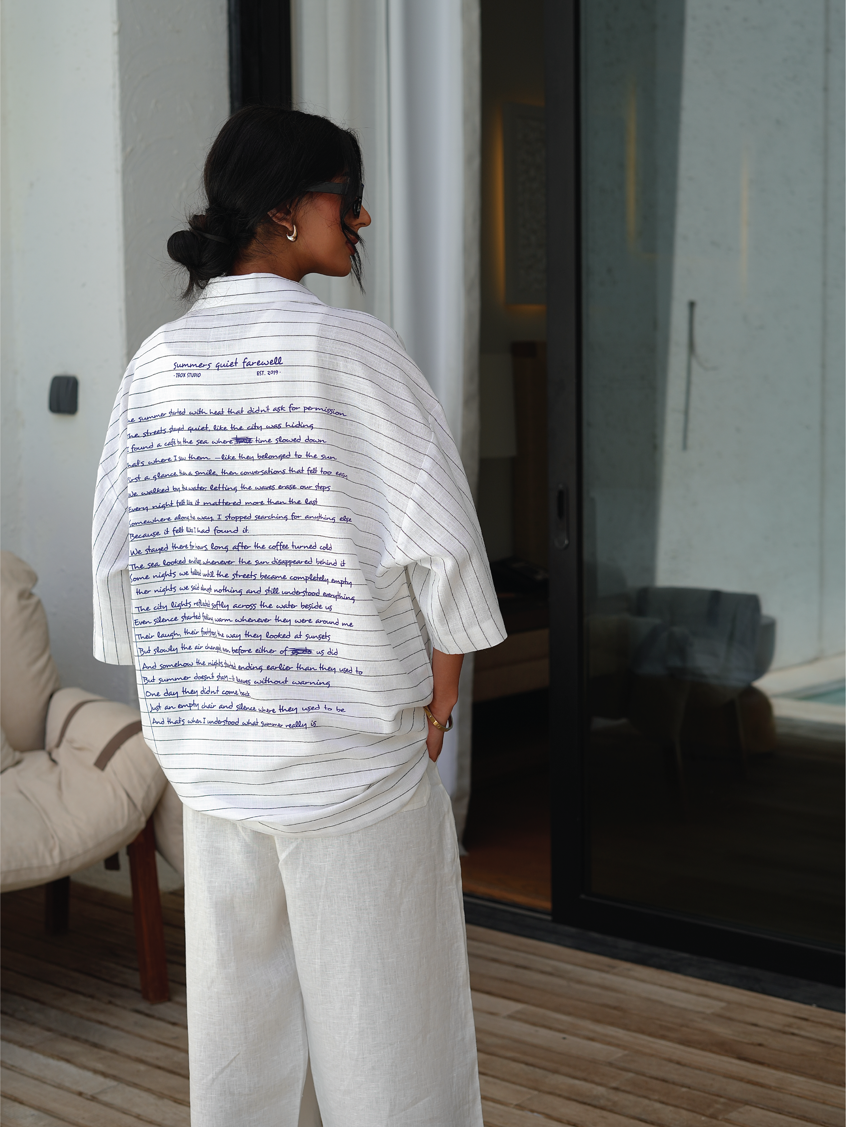 Summer’s Quiet Farewell Linen Camp Collar Shirt