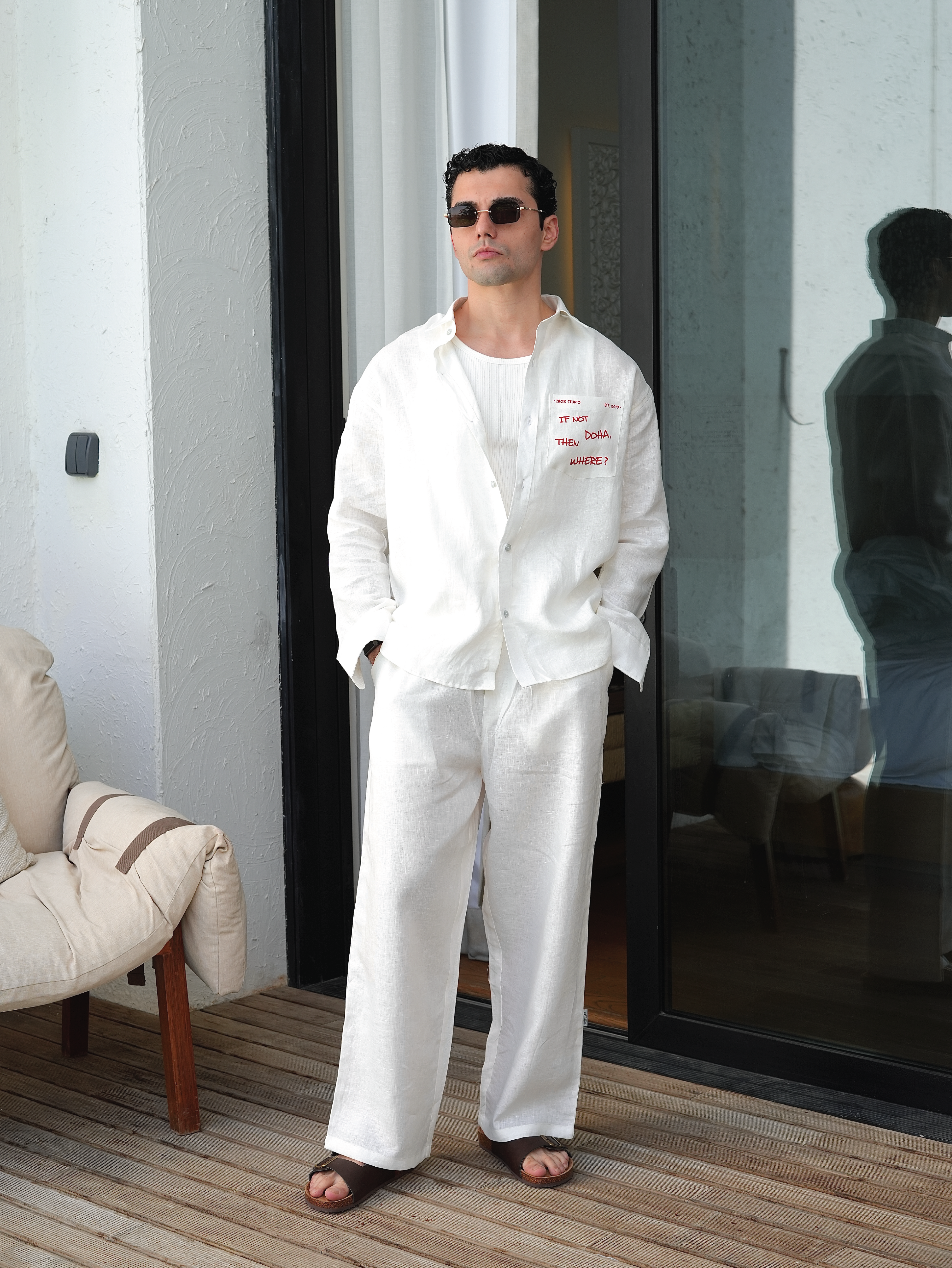 Resort Linen Trousers – White