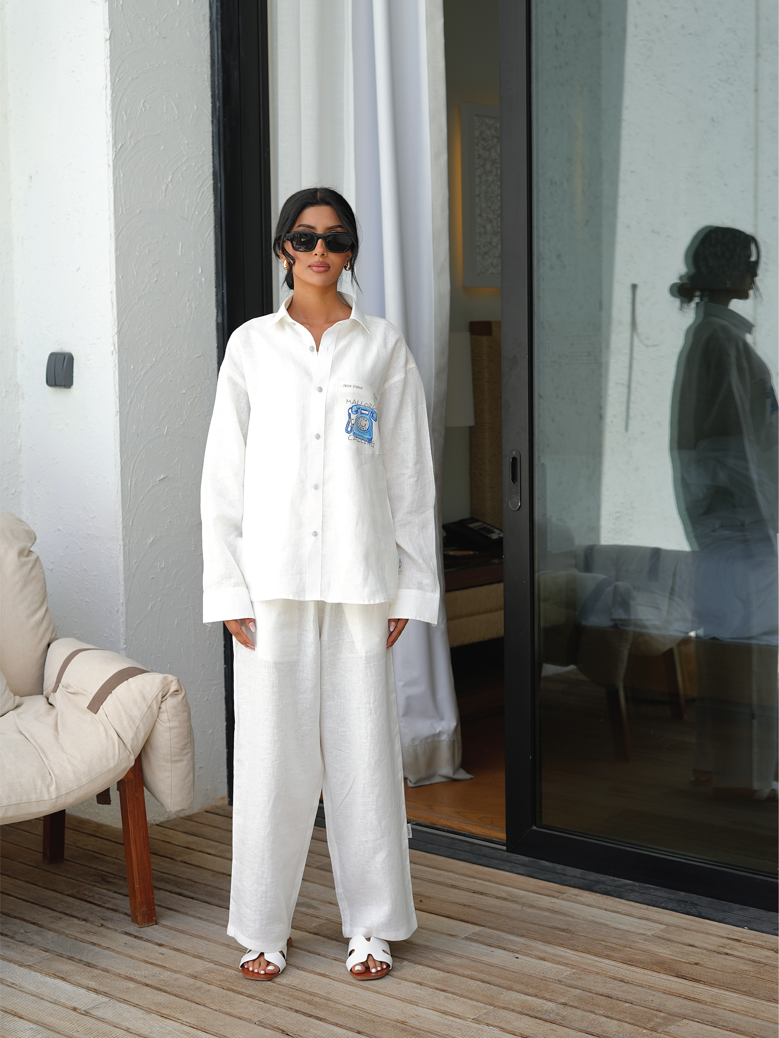 Mallorca Is Calling Linen Long Sleeve Shirt