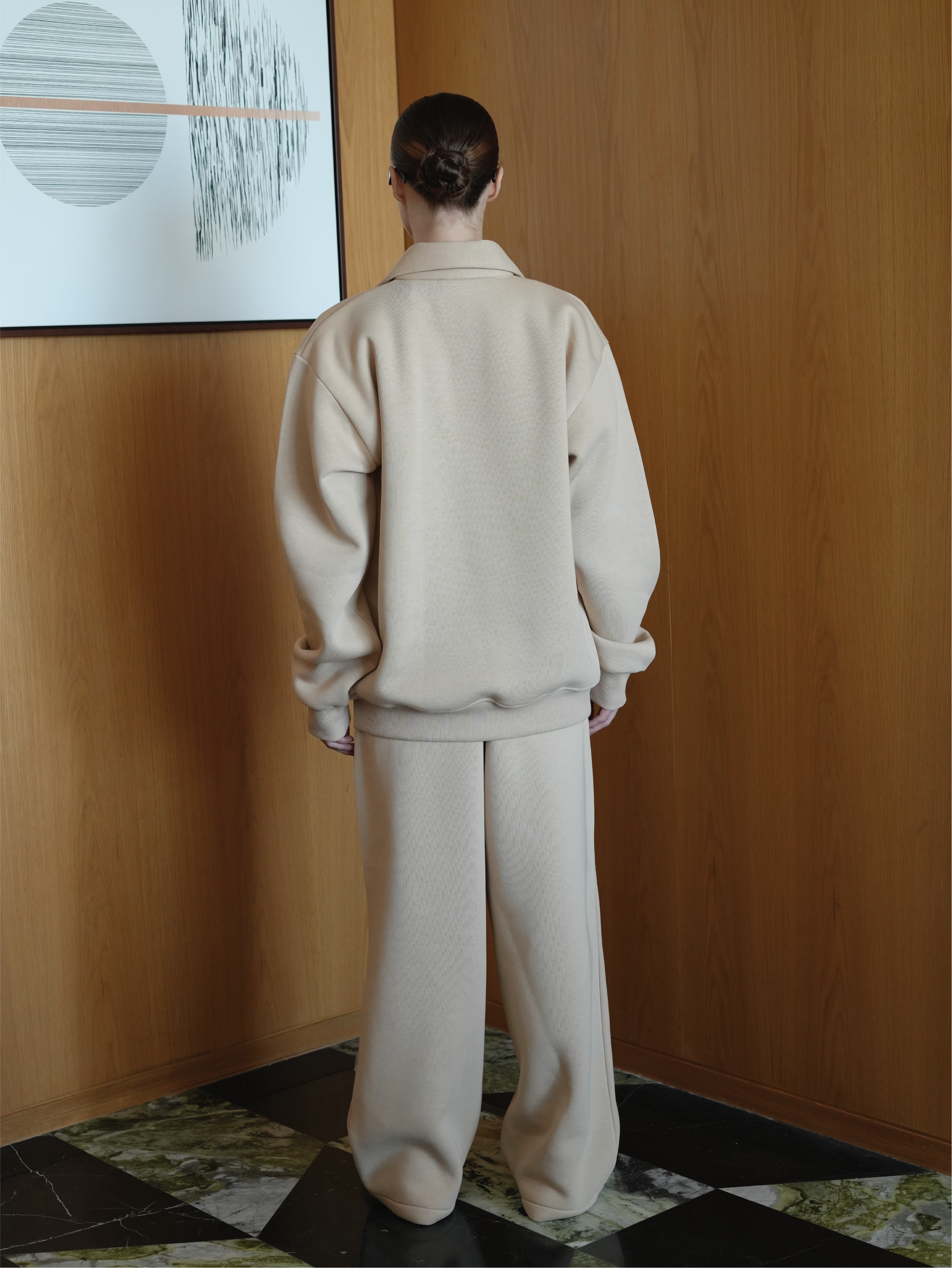 Beige Half Zip Sweatshirt