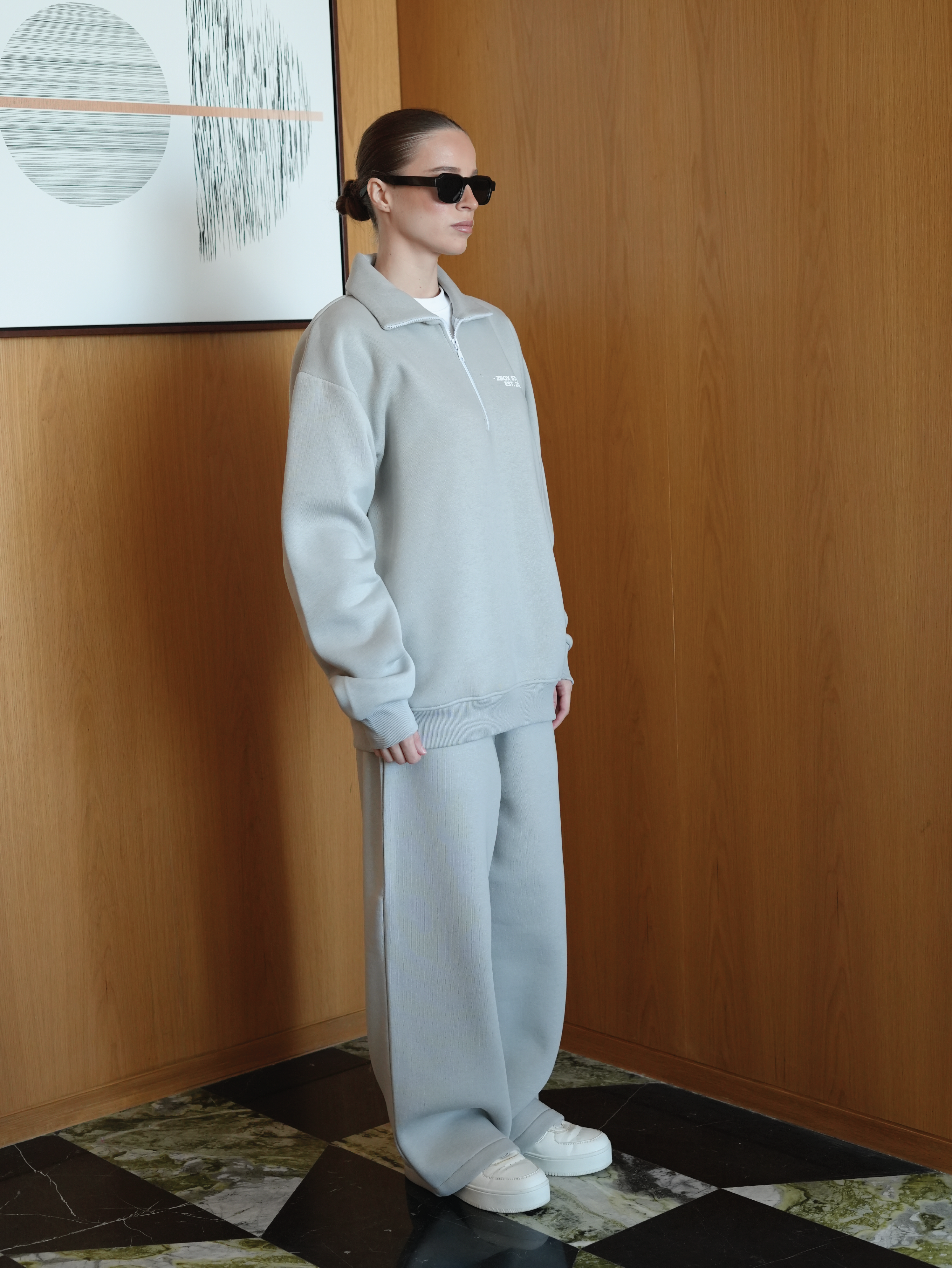 Light Grey Half Zip Sweatshirt