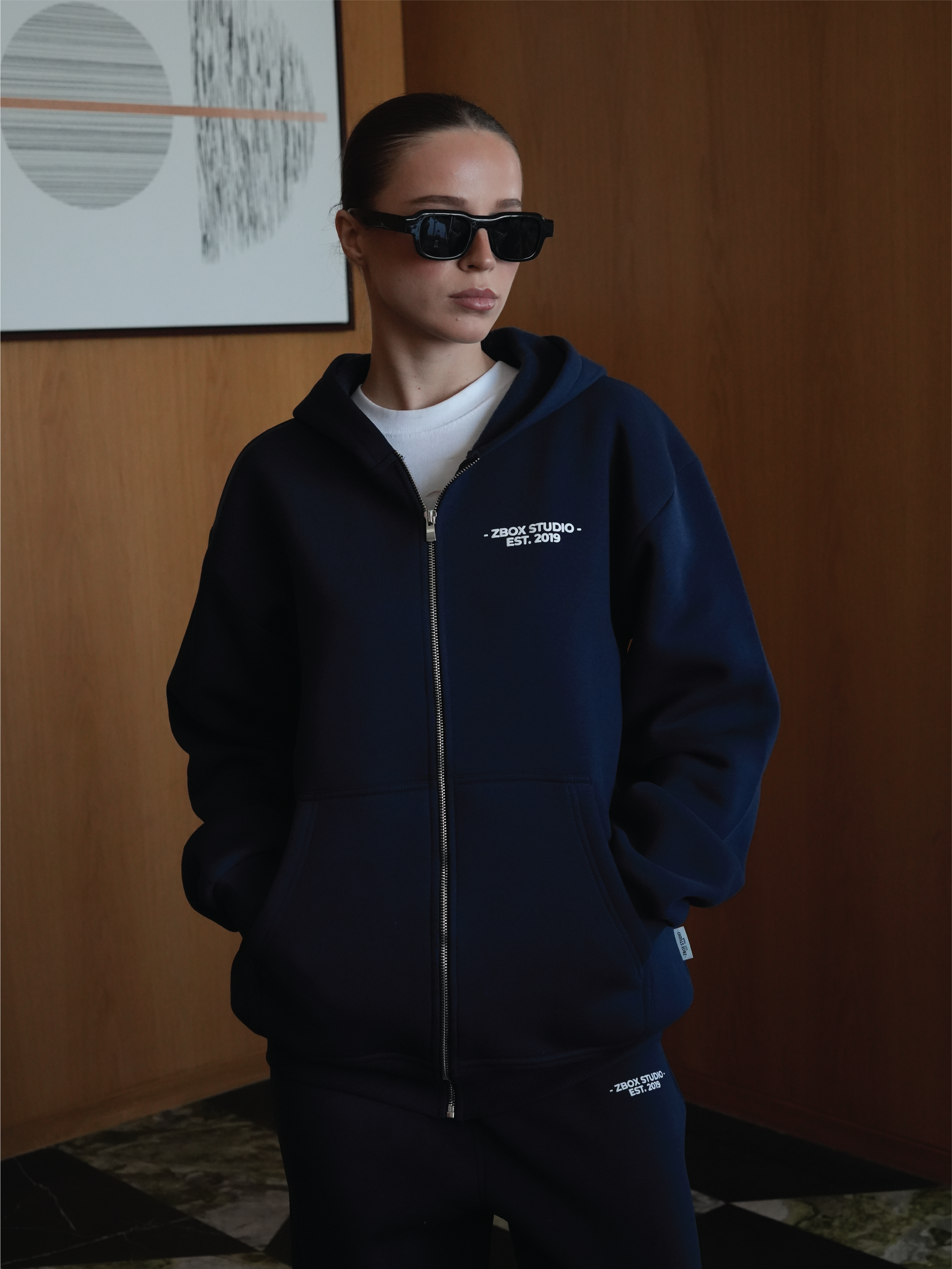 Navy Blue Zip Hoodie