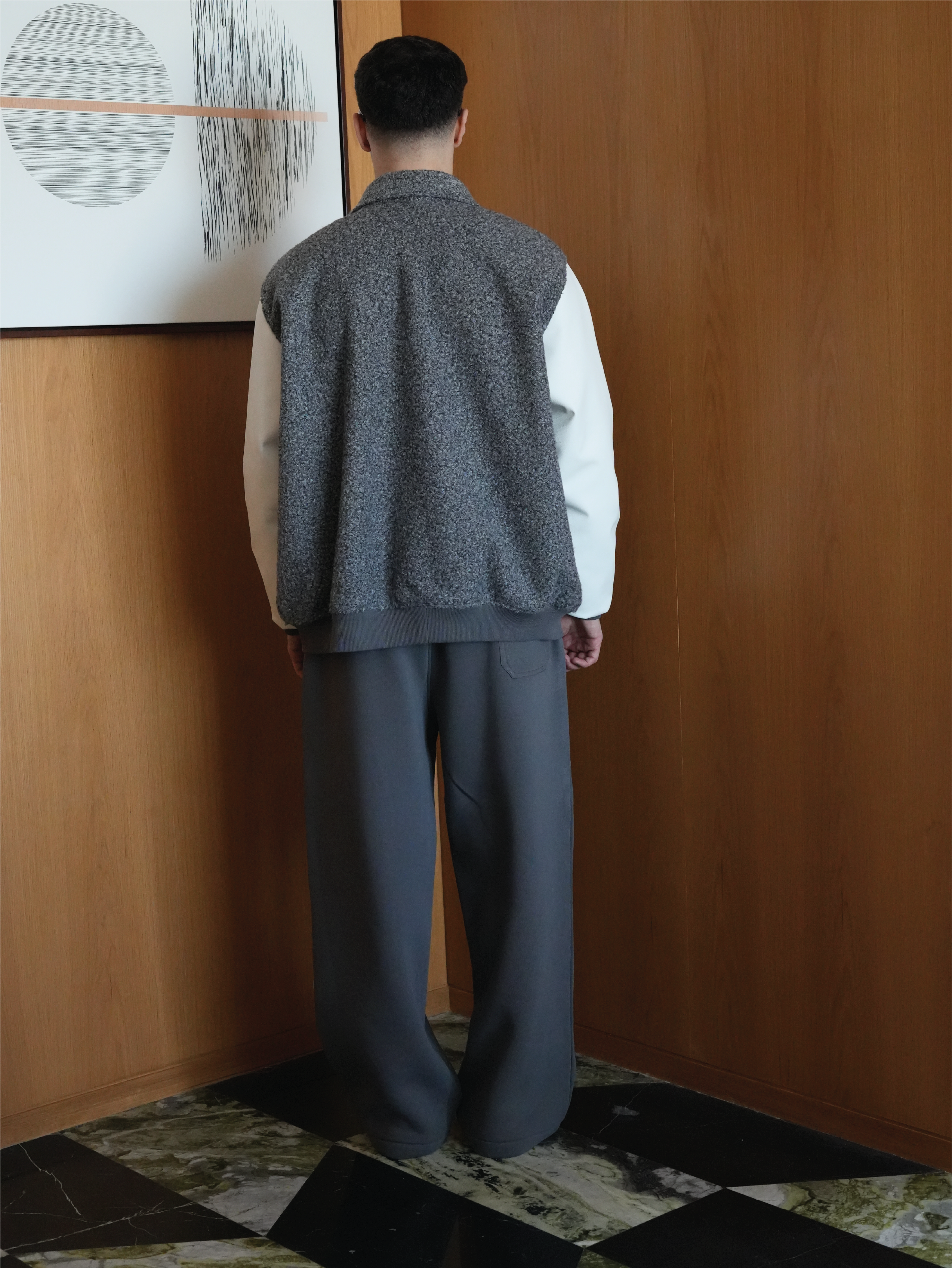 Grey Wool-Blend Varsity Jacket