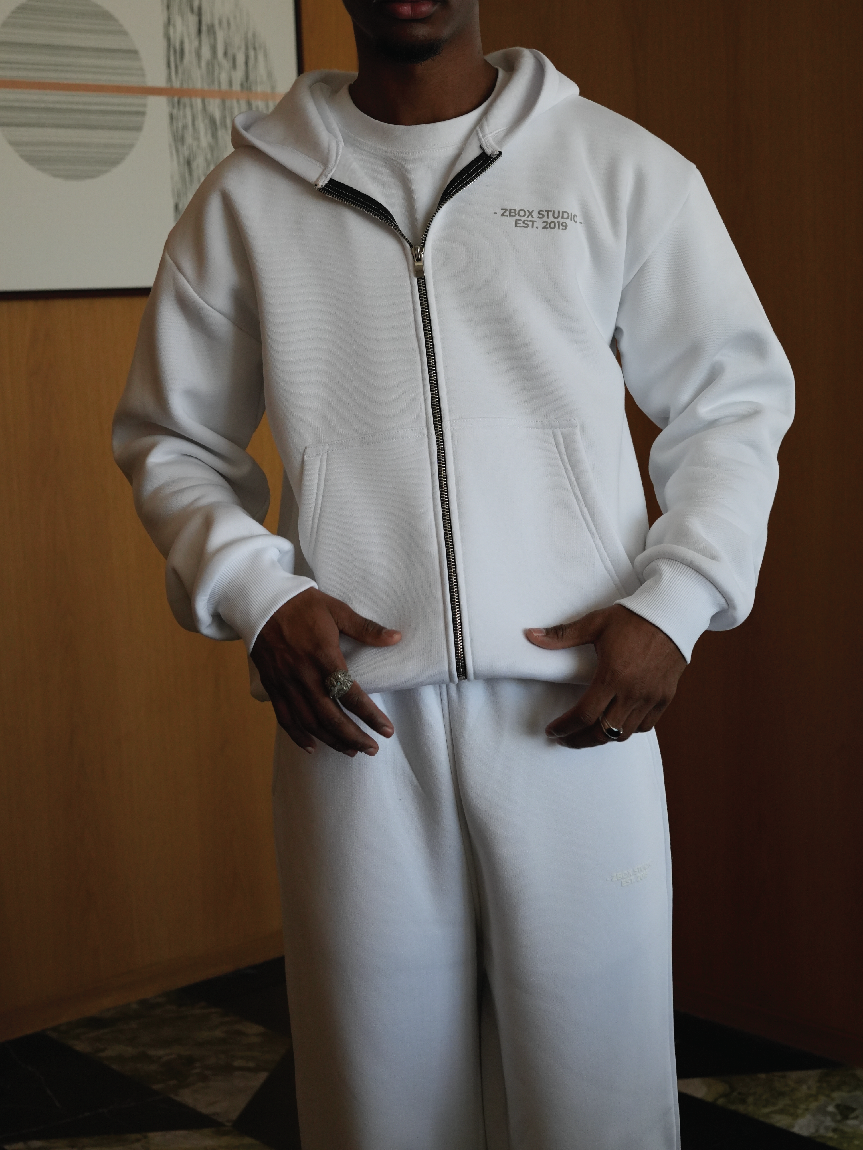 White Zip Hoodie