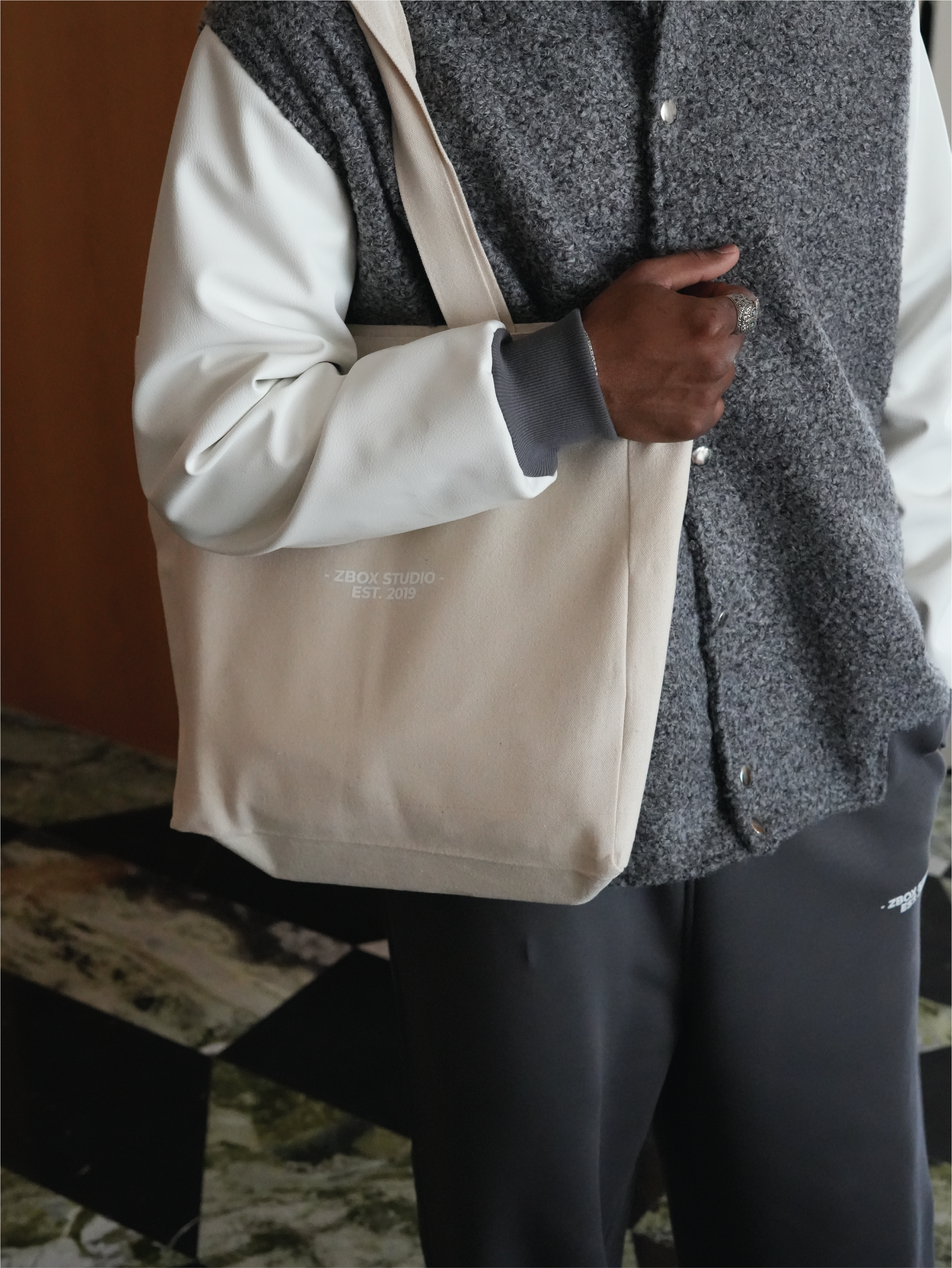 Beige Canvas Tote Bag