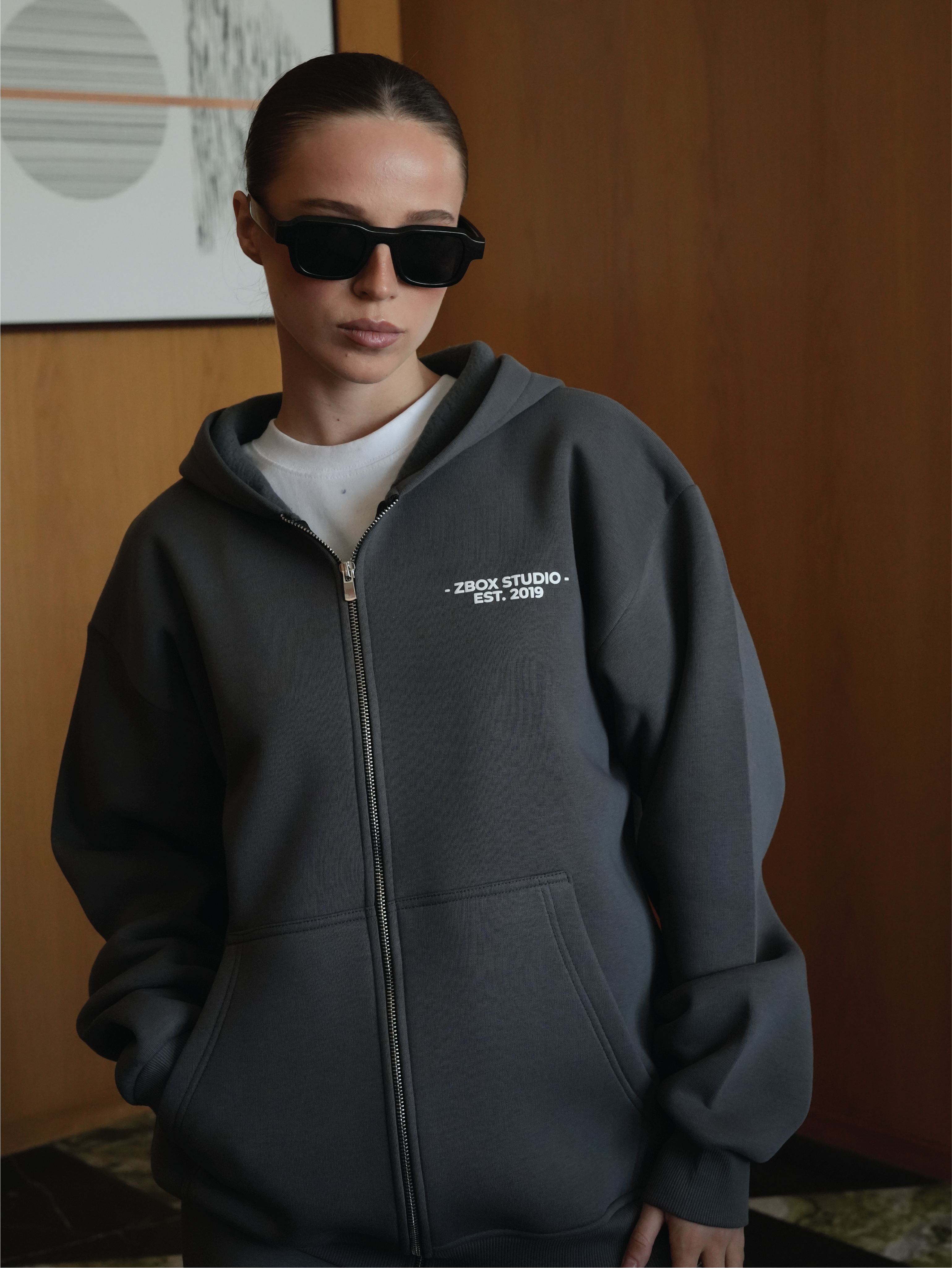 Dark Grey Zip Hoodie