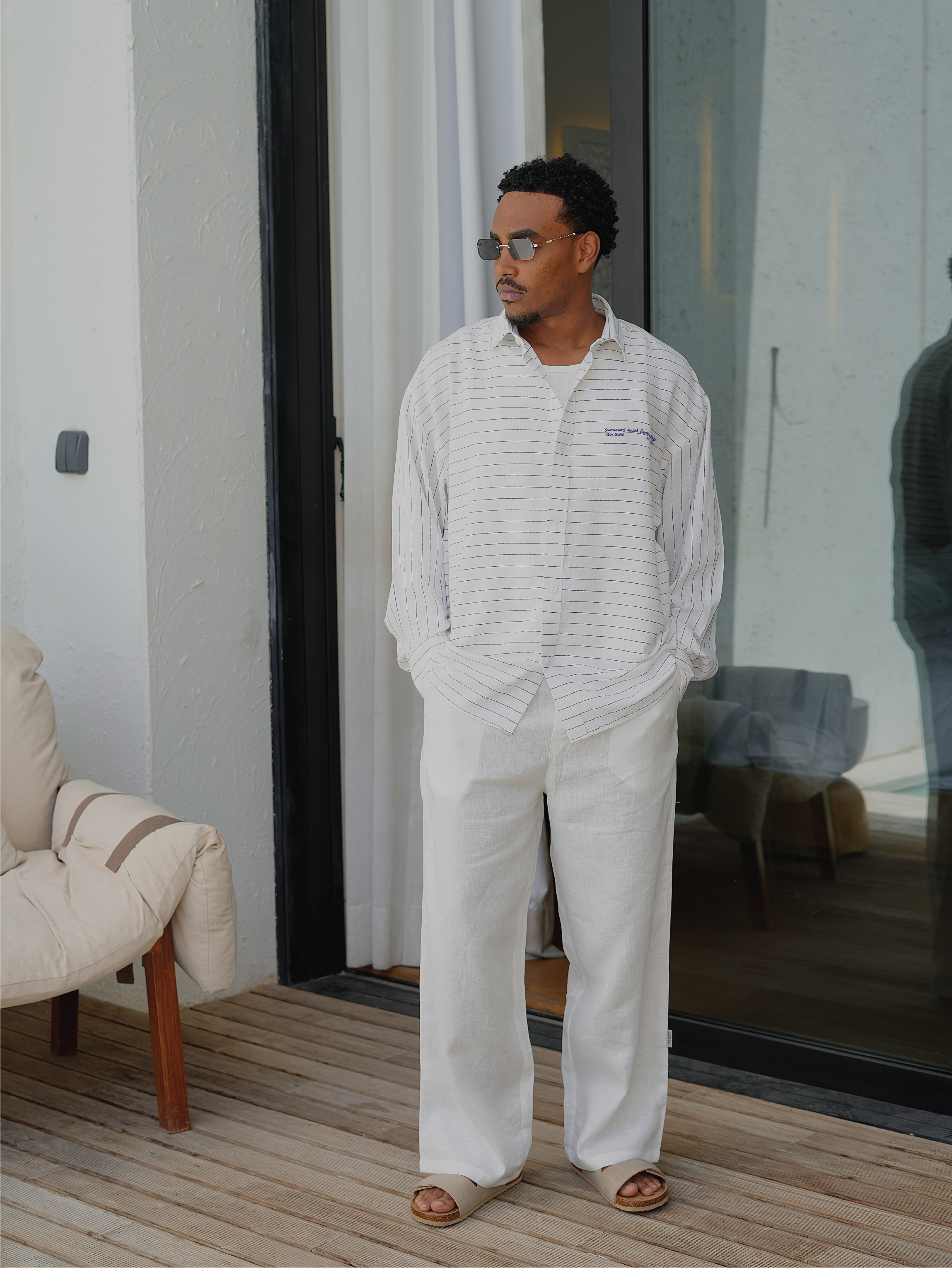 Summer’s Quiet Farewell Linen Long Sleeve Shirt