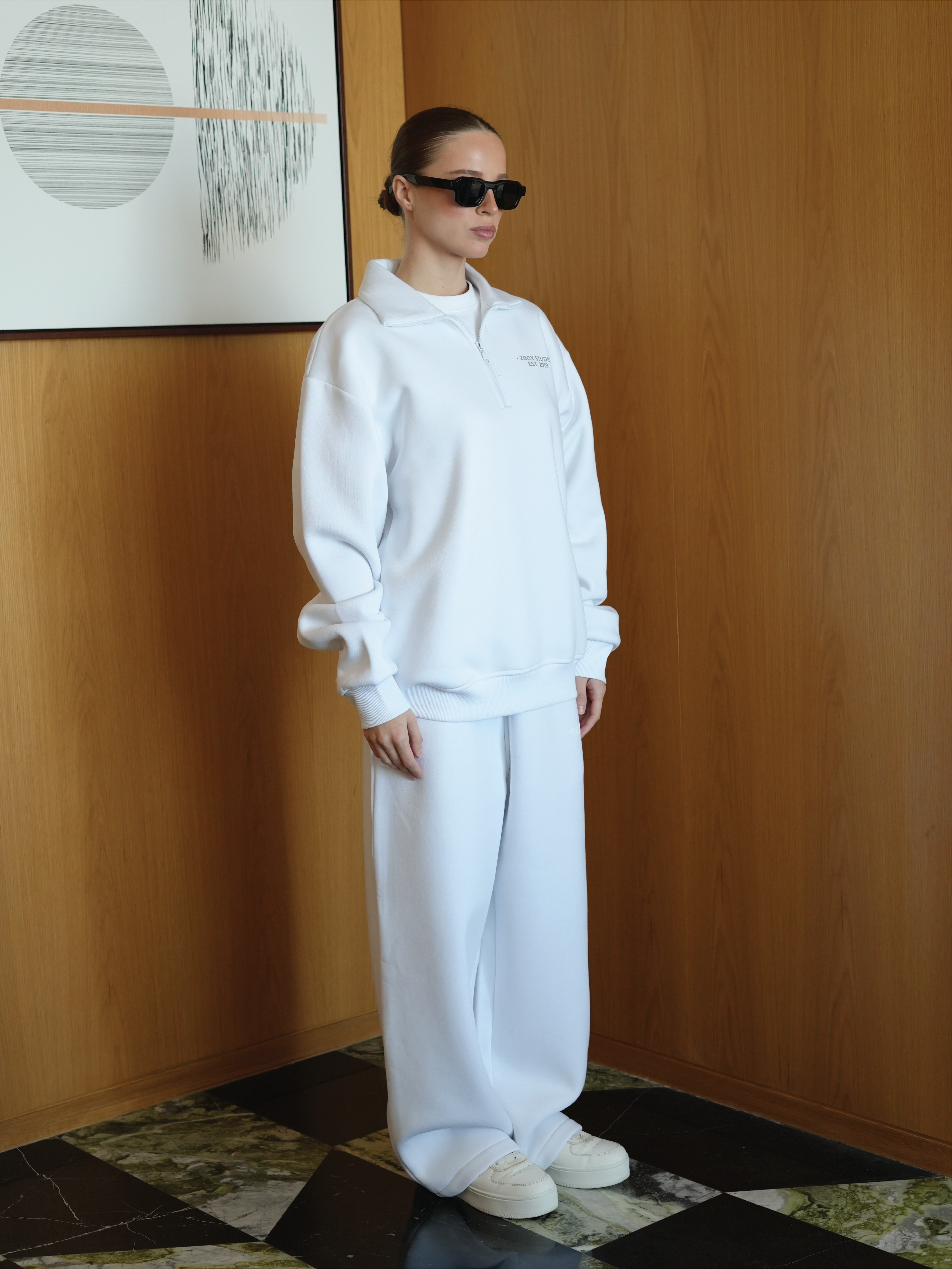 White Half Zip Sweatshirt