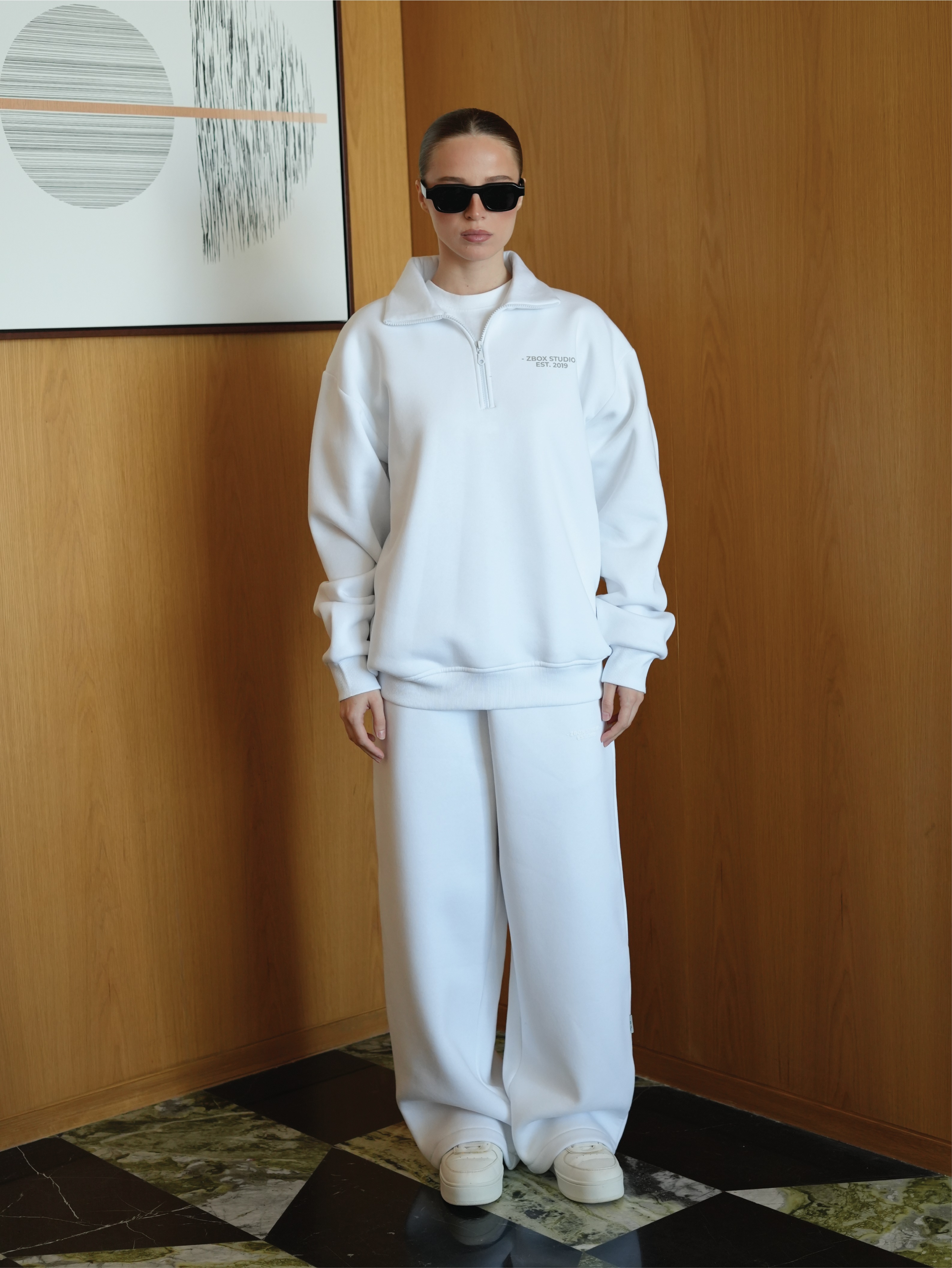 White Half Zip Sweatshirt