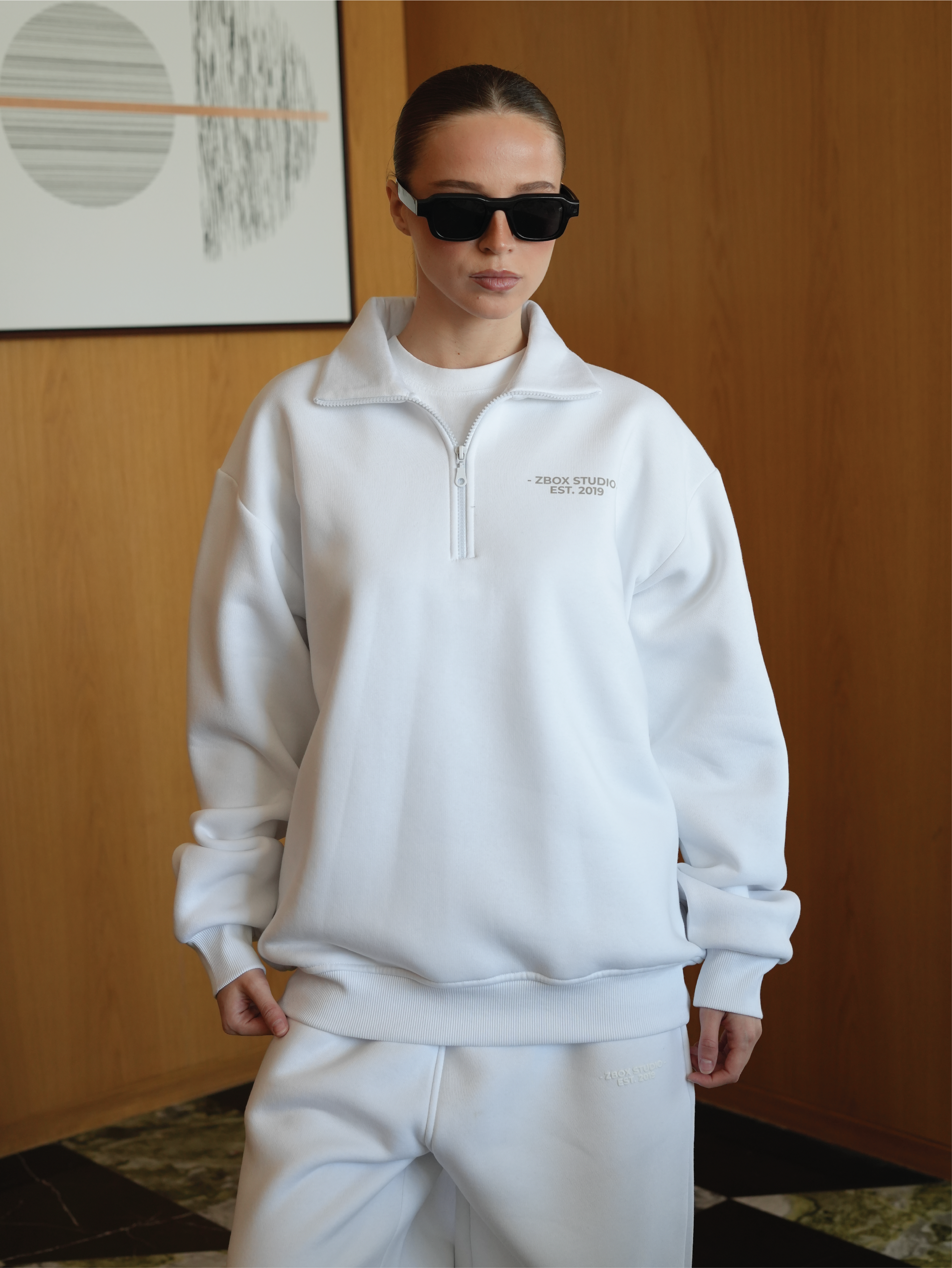 White Half Zip Sweatshirt