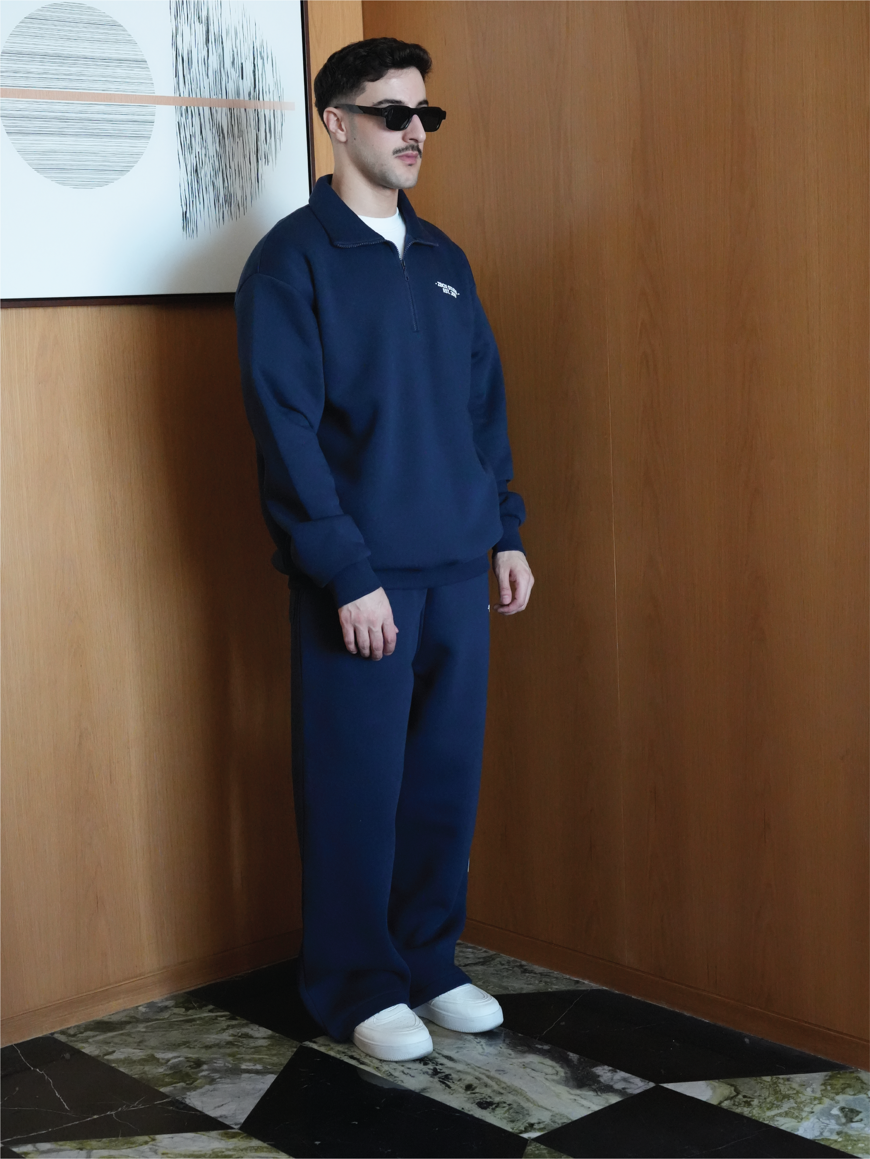 Navy Blue Half Zip Sweatshirt