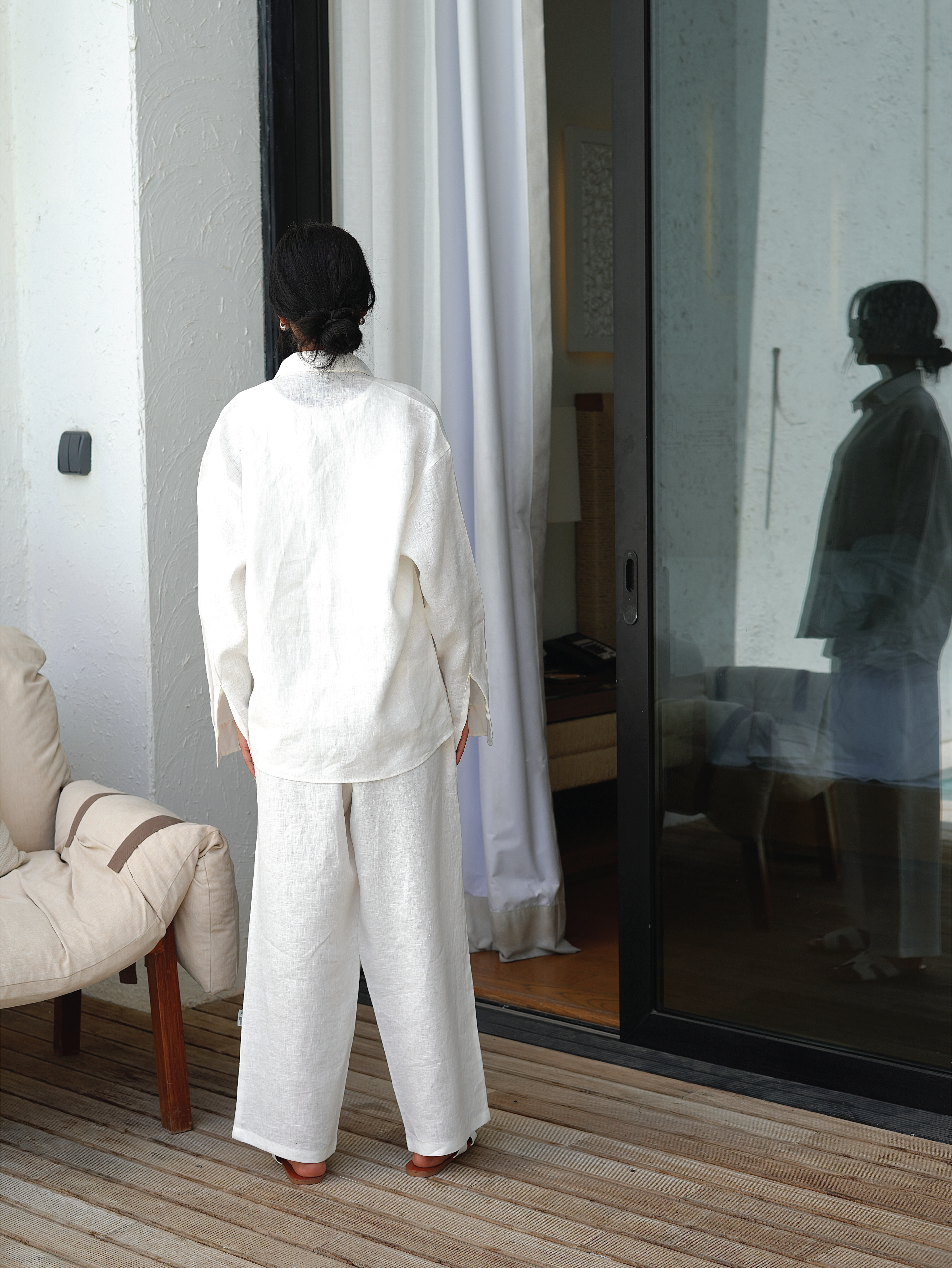 Resort Linen Trousers – White