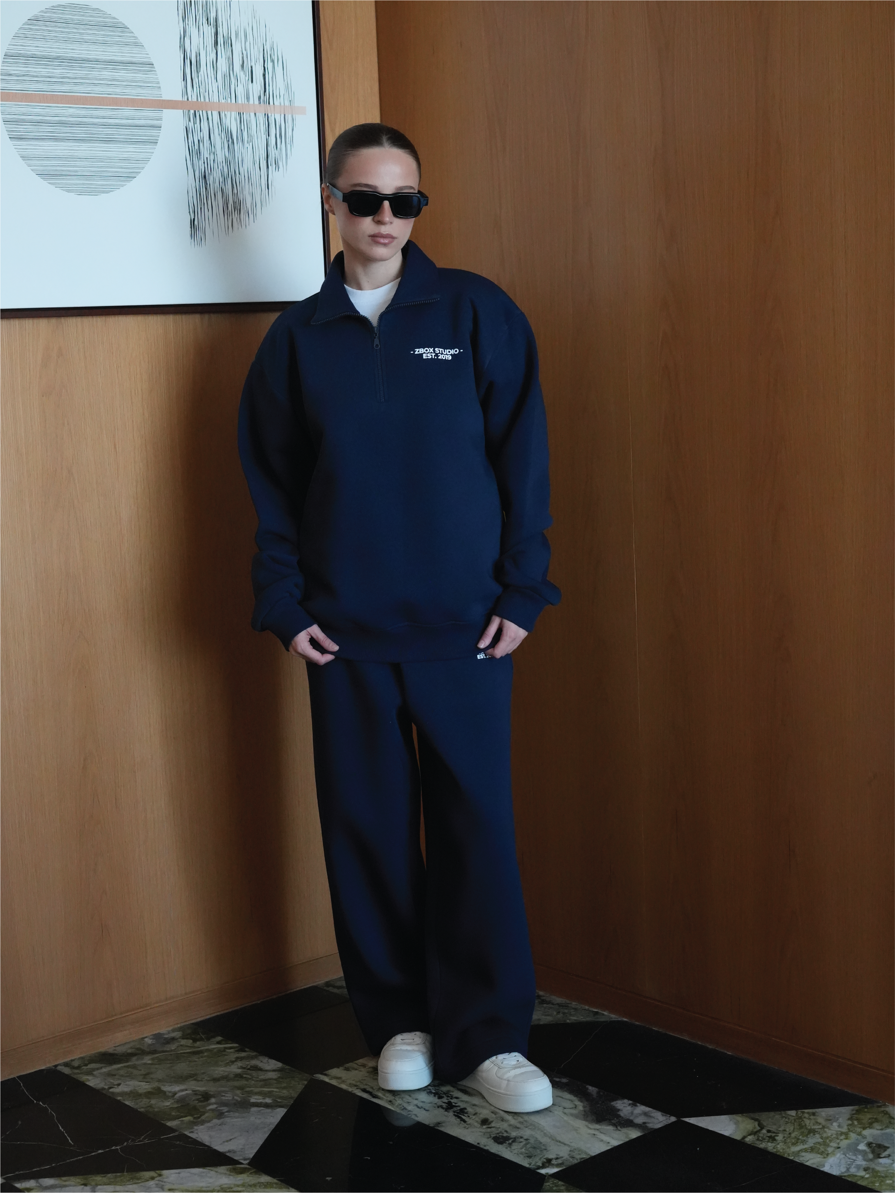 Navy Blue Half Zip Sweatshirt