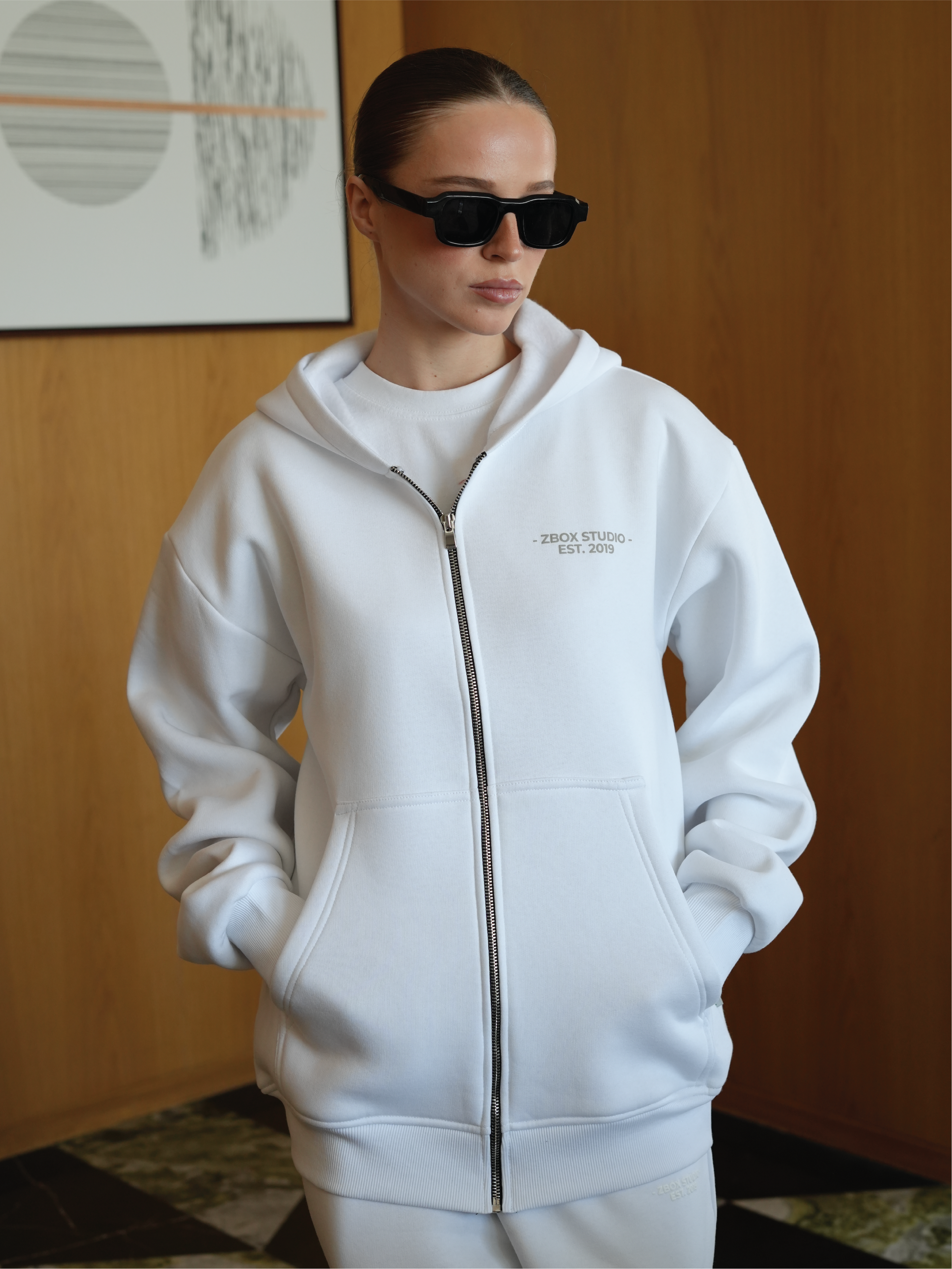 White Zip Hoodie
