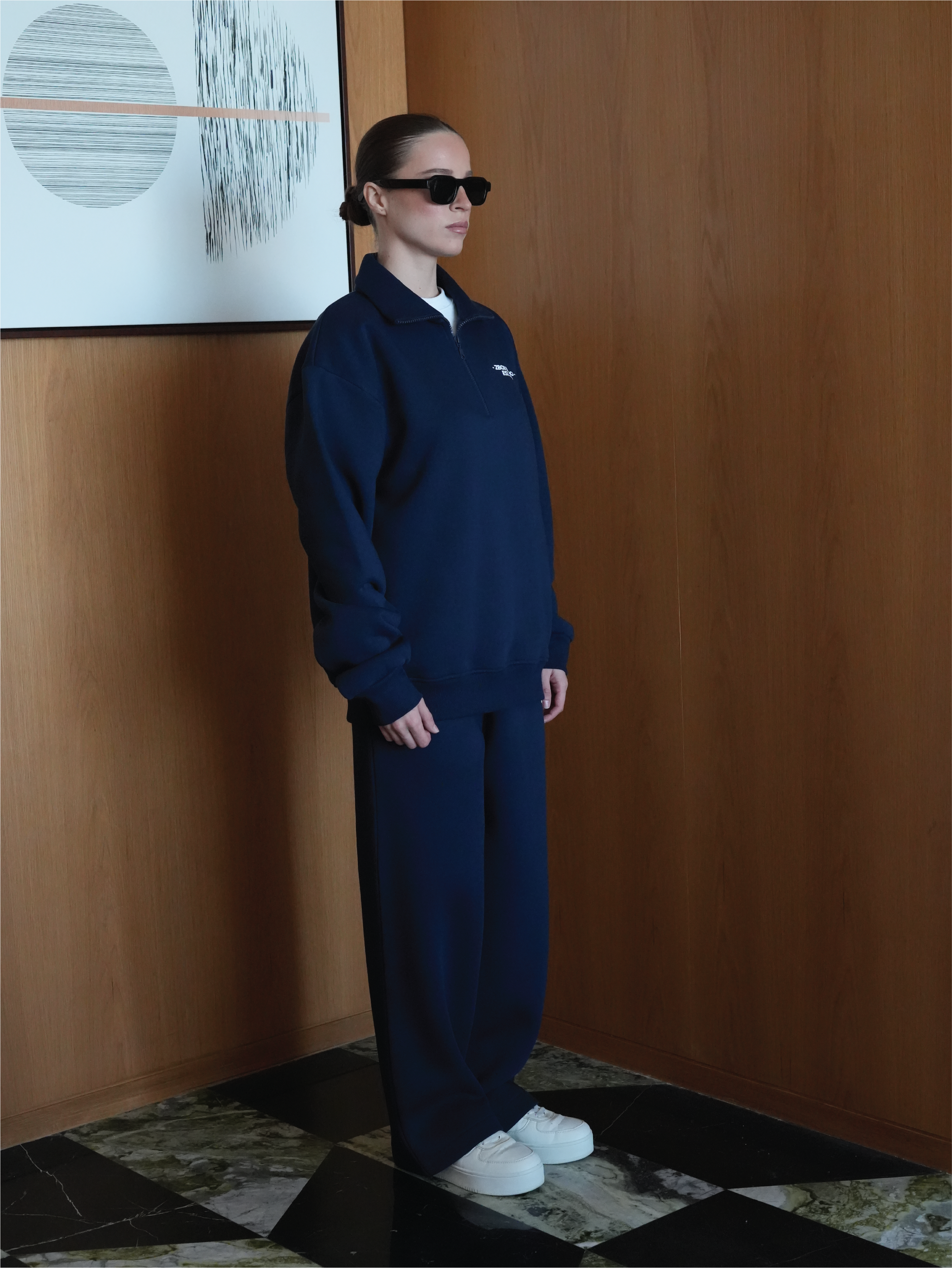 Navy Blue Half Zip Sweatshirt