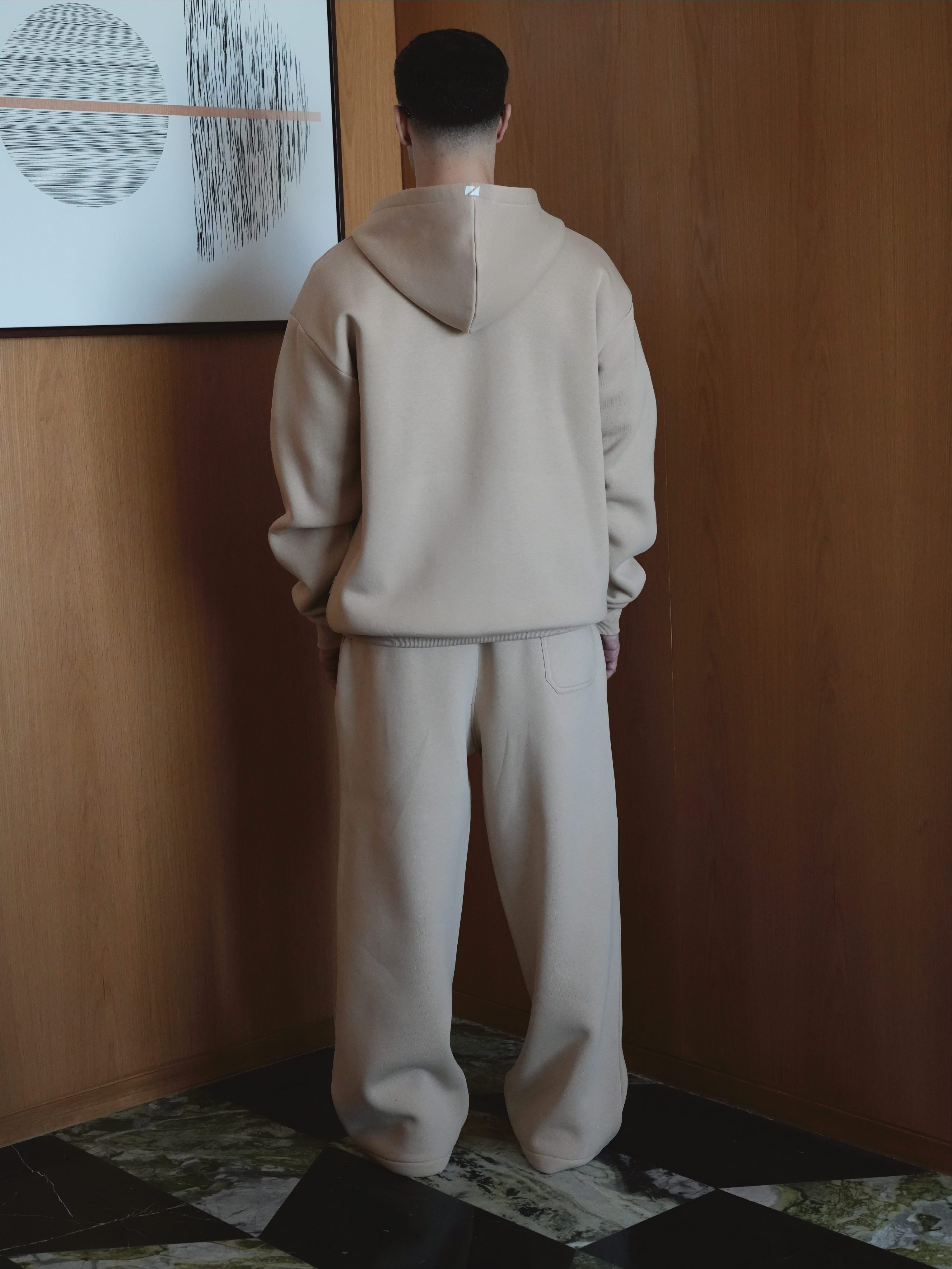 Beige Zip Hoodie