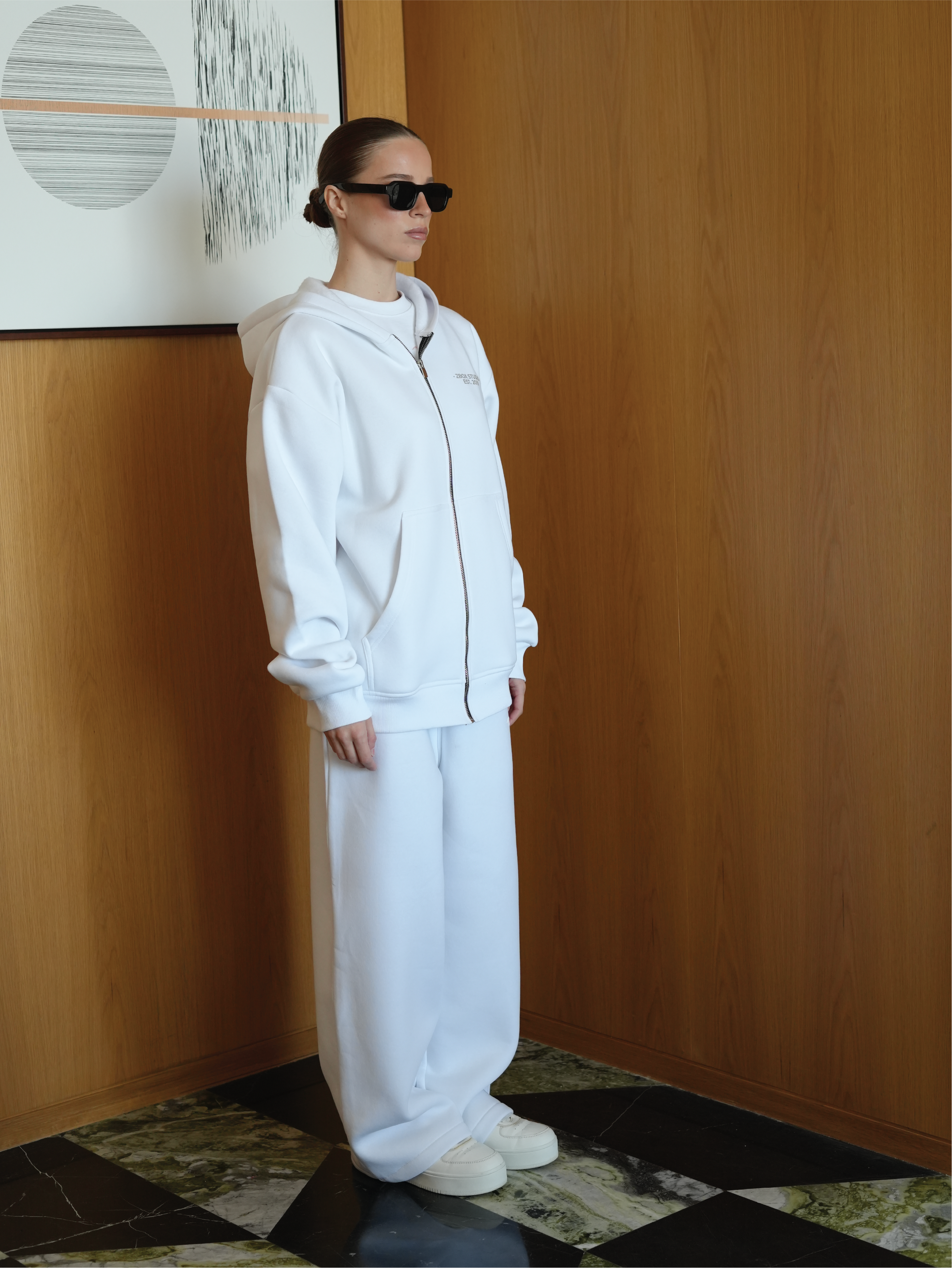 White Zip Hoodie