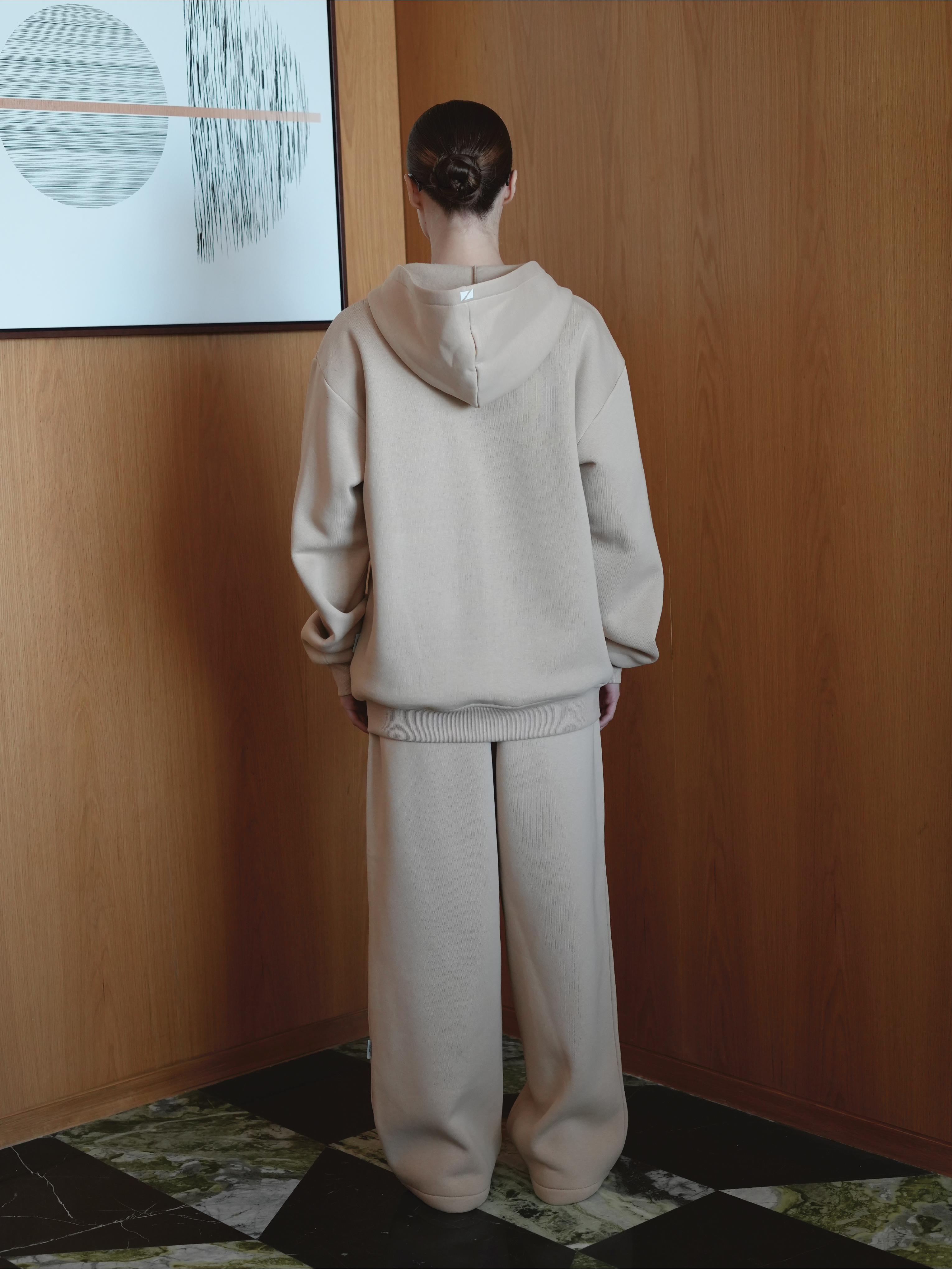 Beige Zip Hoodie