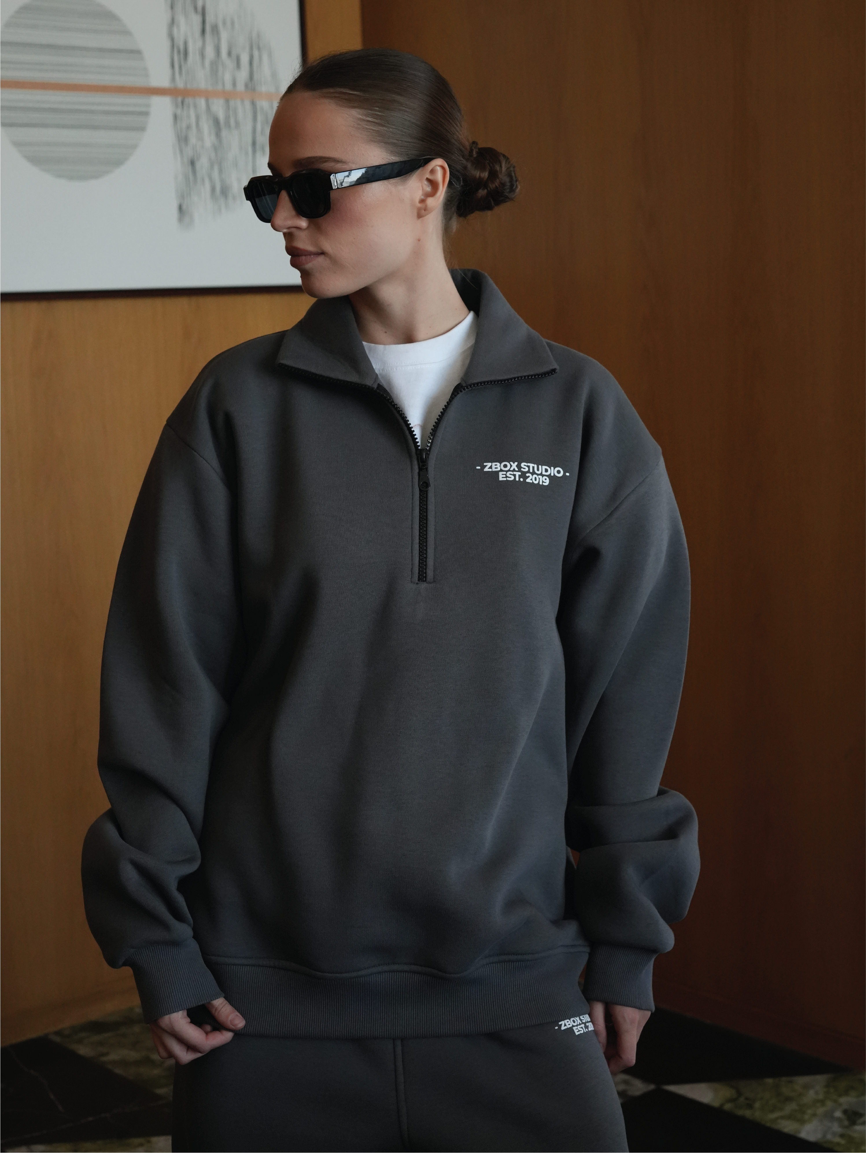 Dark Grey Half Zip Sweatshirt