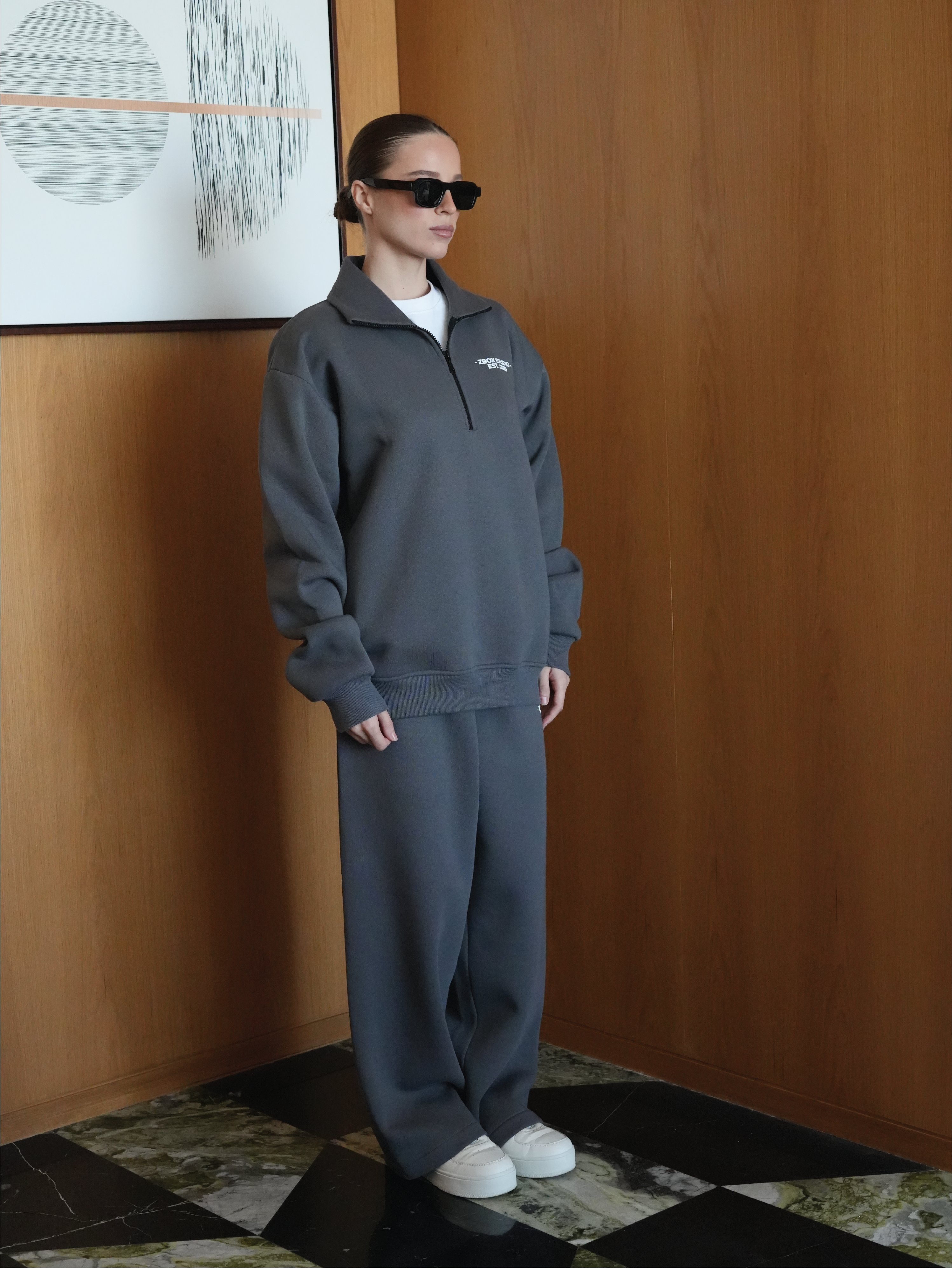 Dark Grey Half Zip Sweatshirt