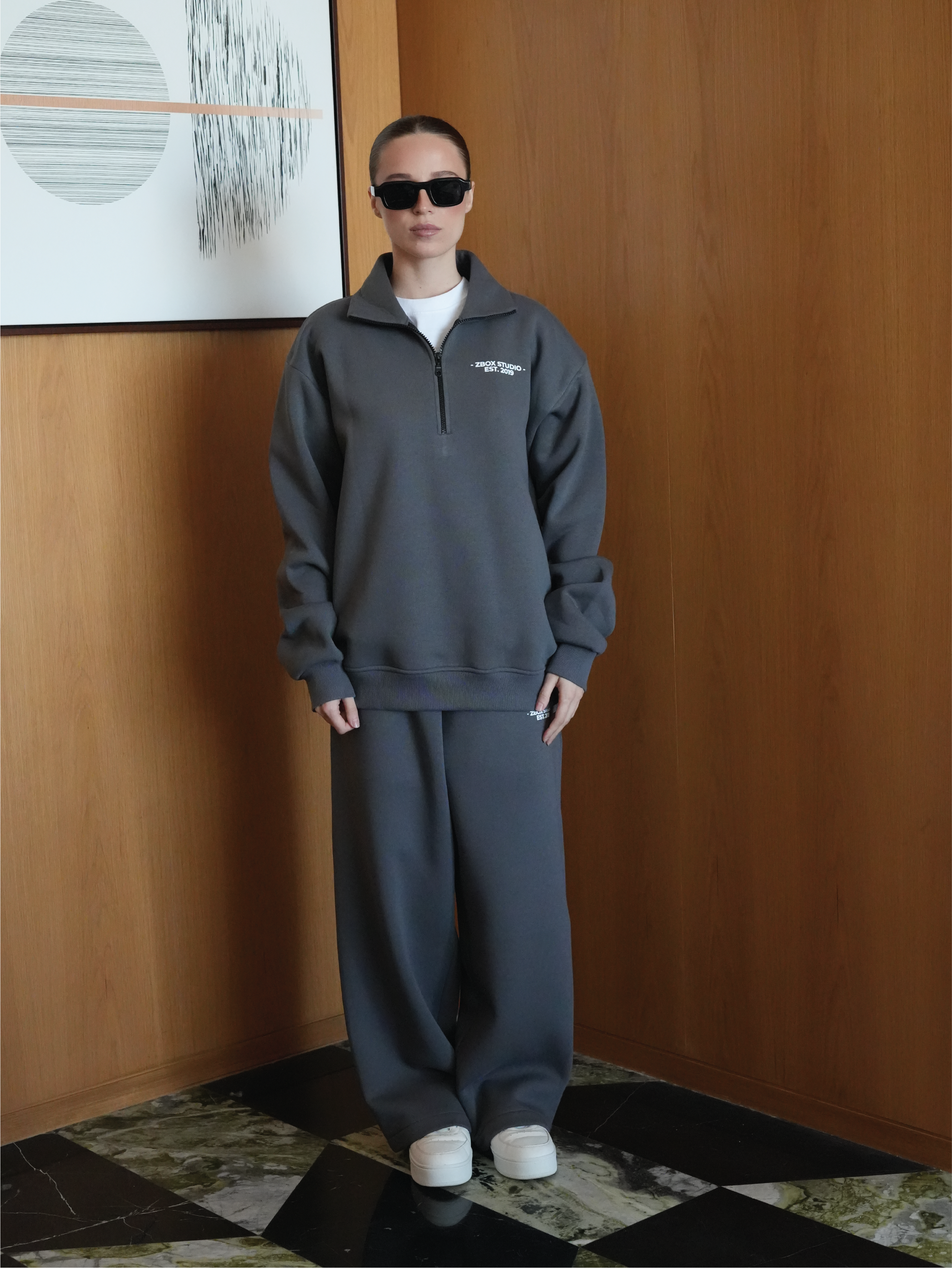 Dark Grey Half Zip Sweatshirt