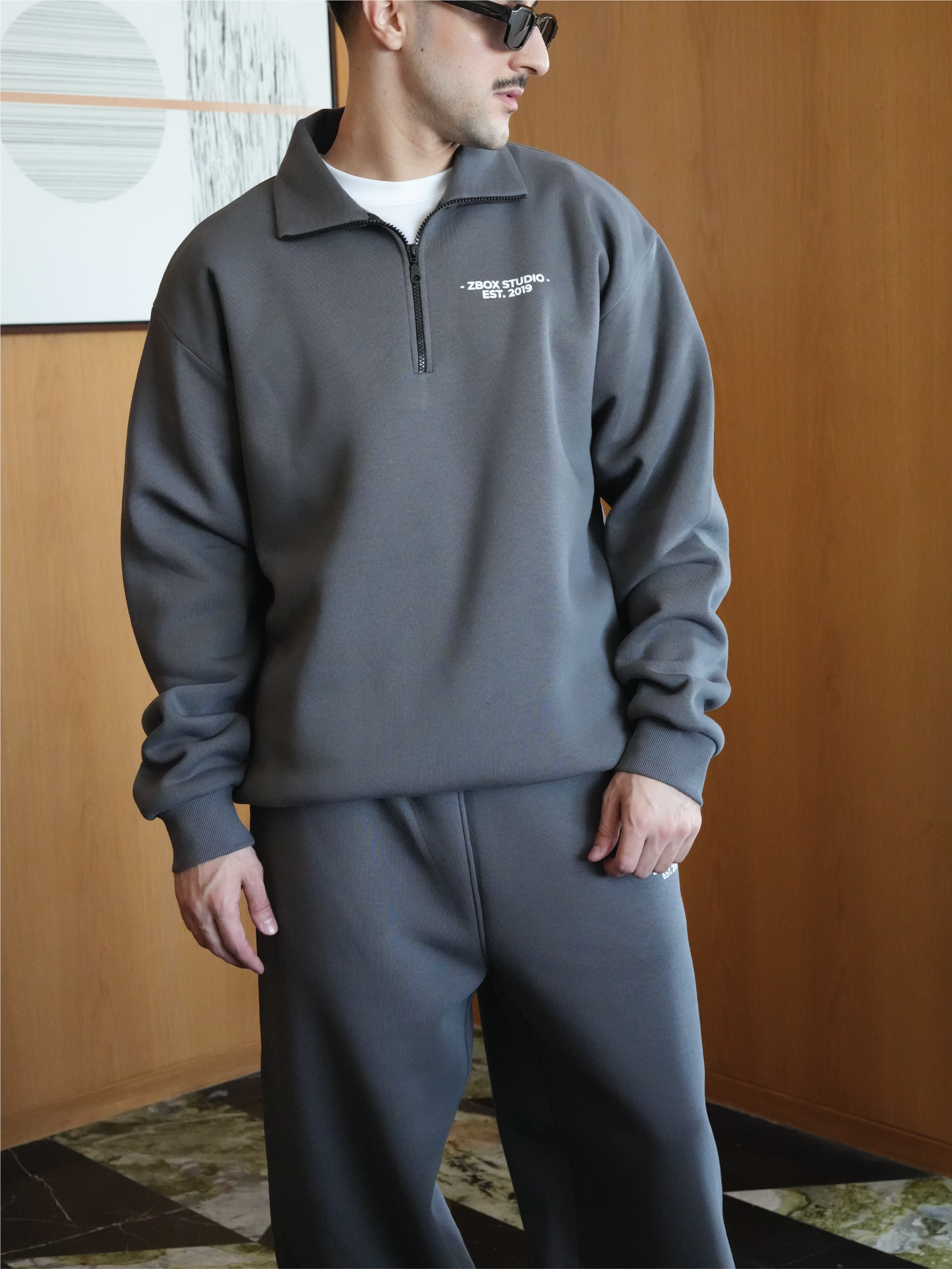 Dark Grey Half Zip Sweatshirt