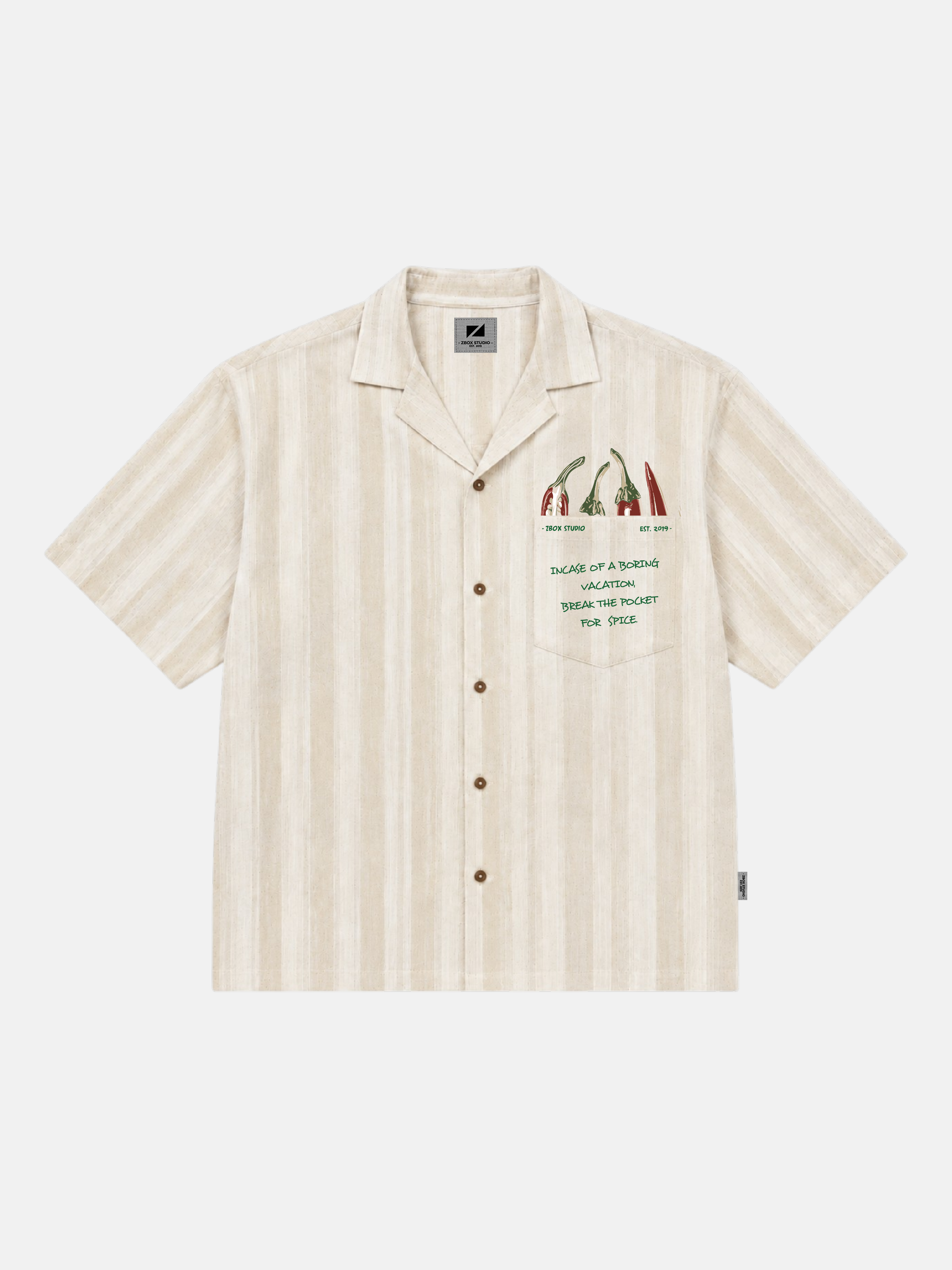 Break The Pocket For Spice Linen Camp Collar Shirt