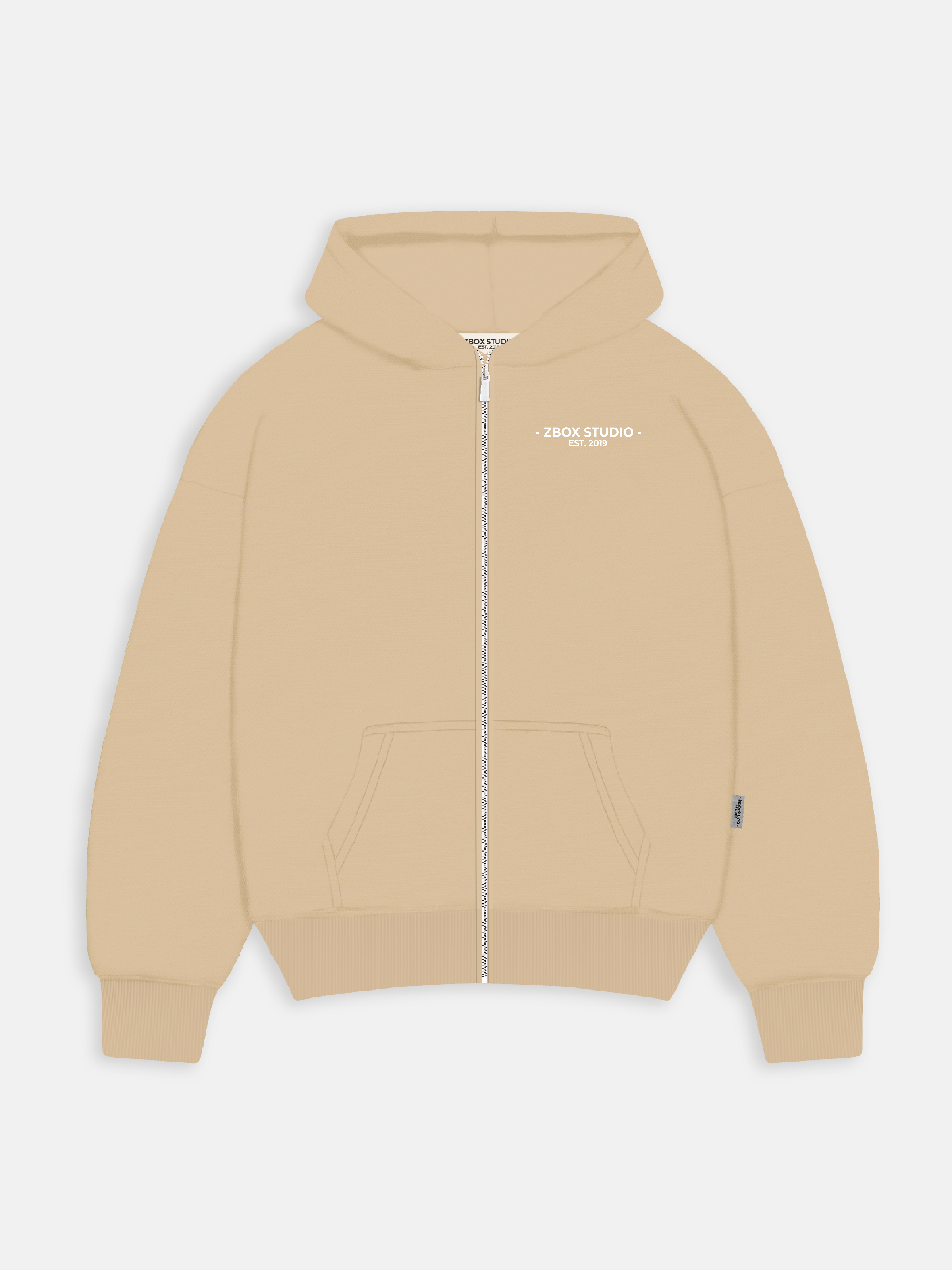 Beige Zip Hoodie