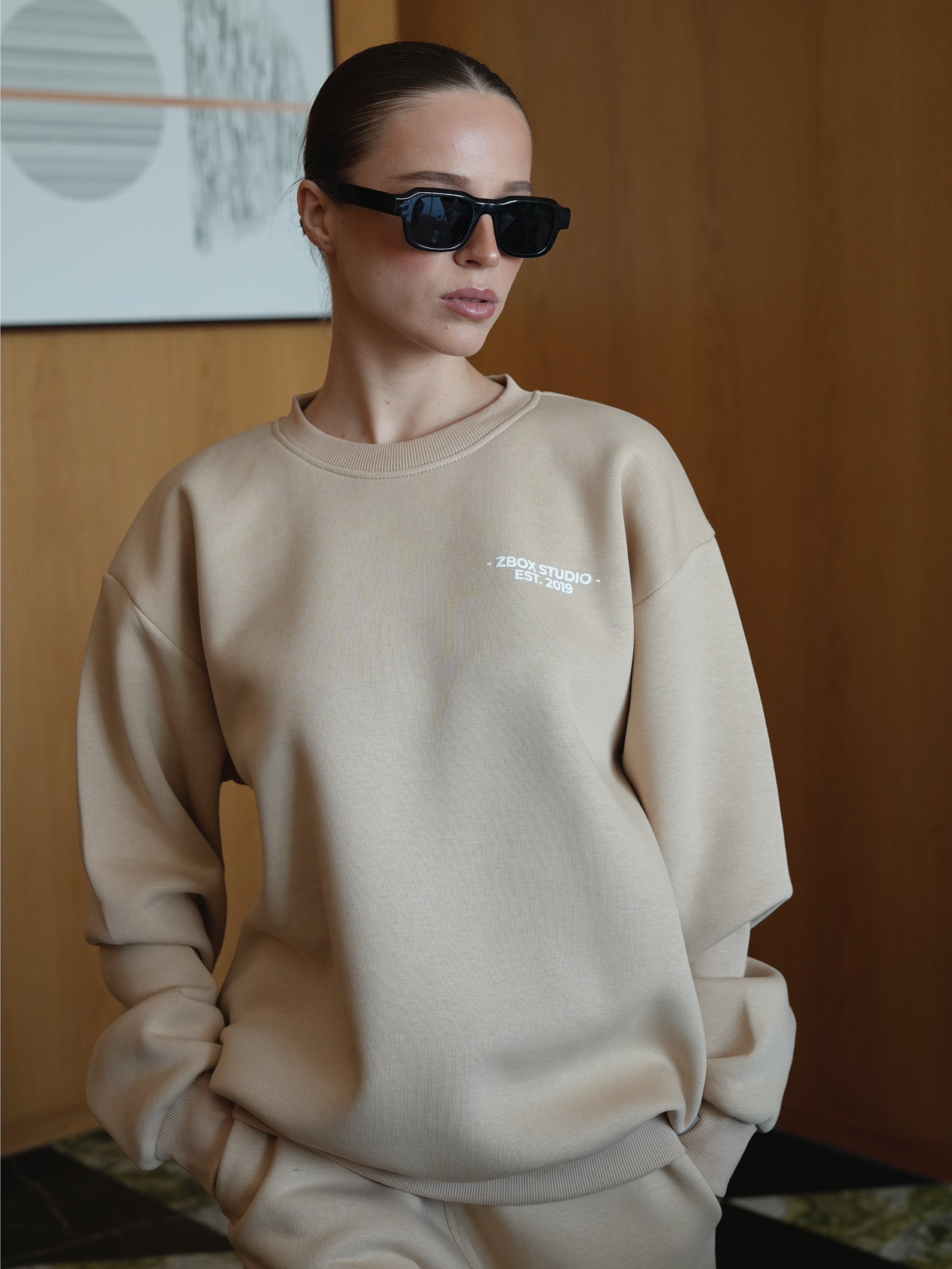 Beige Daily Sweatshirt
