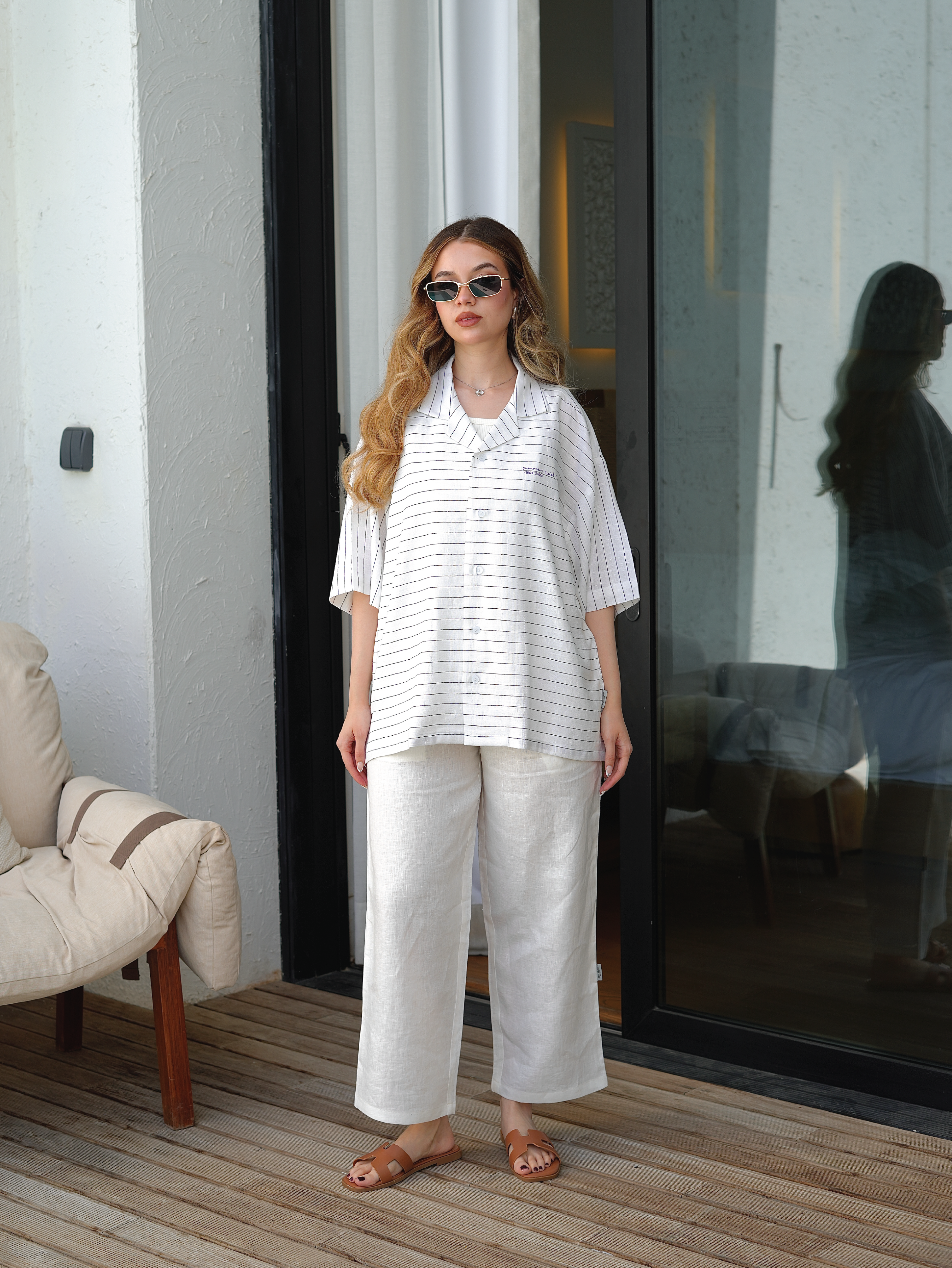 Summer’s Quiet Farewell Linen Camp Collar Shirt
