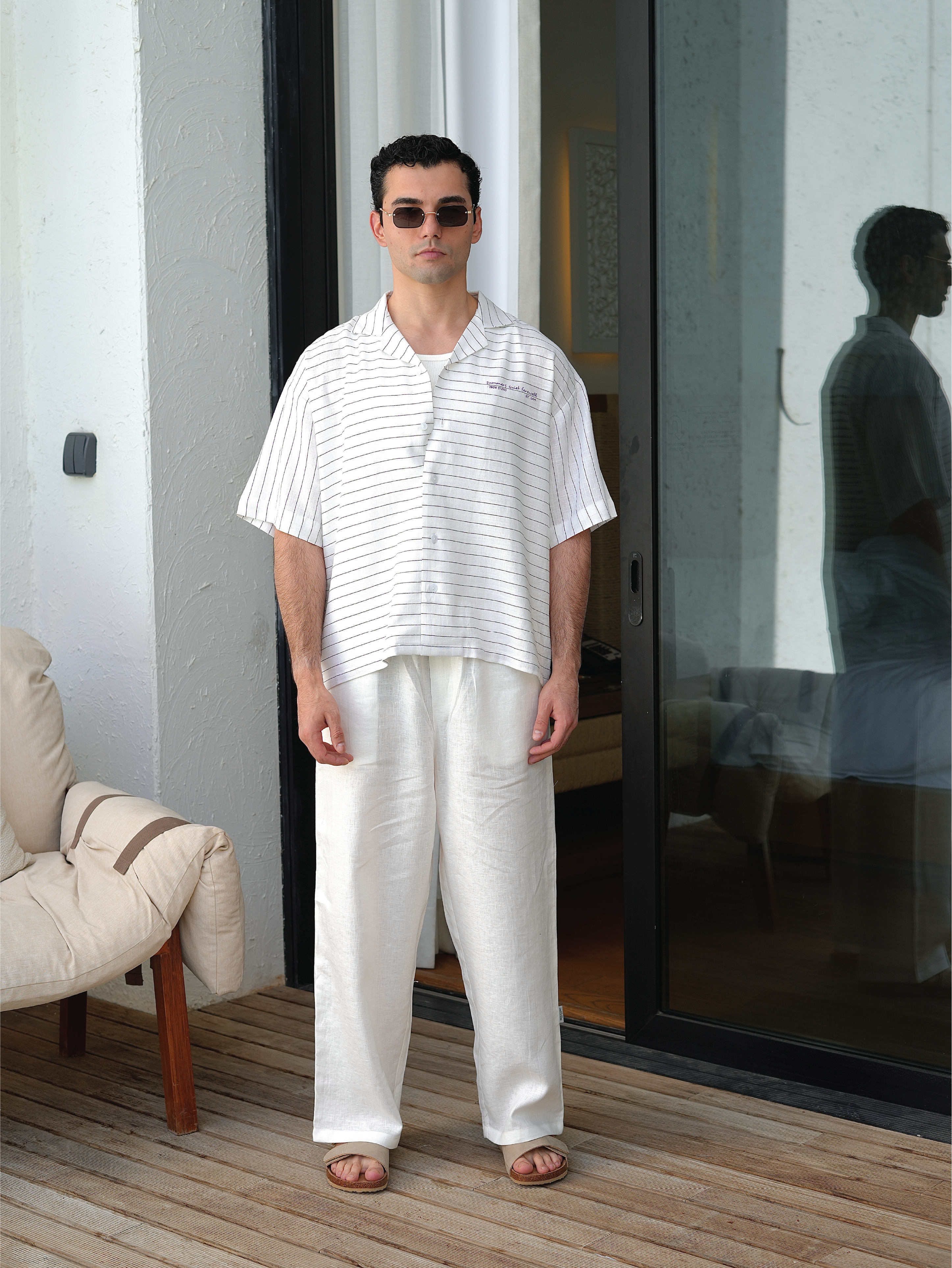 Summer’s Quiet Farewell Linen Camp Collar Shirt