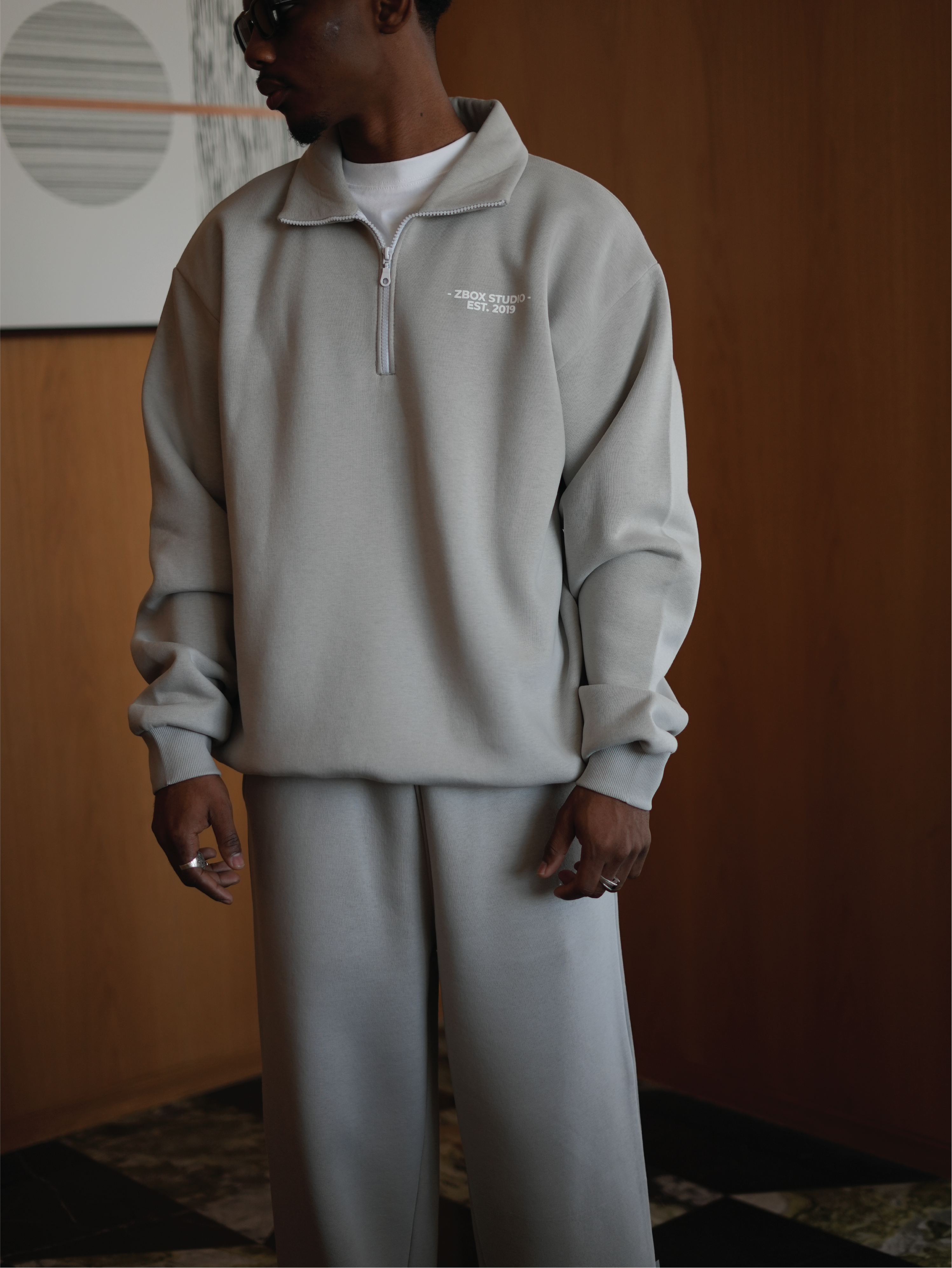 Light Grey Half Zip Sweatshirt