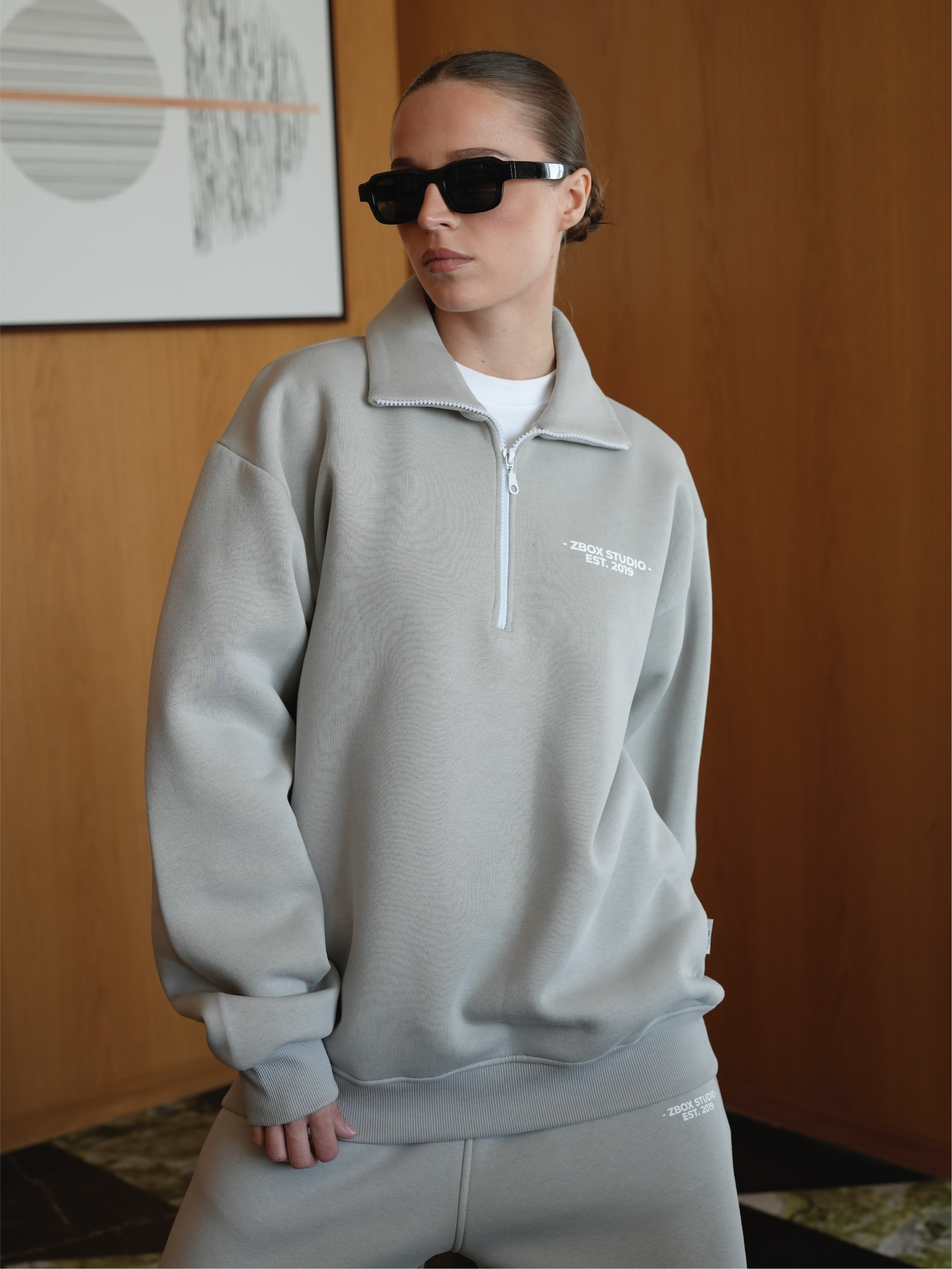 Light Grey Half Zip Sweatshirt