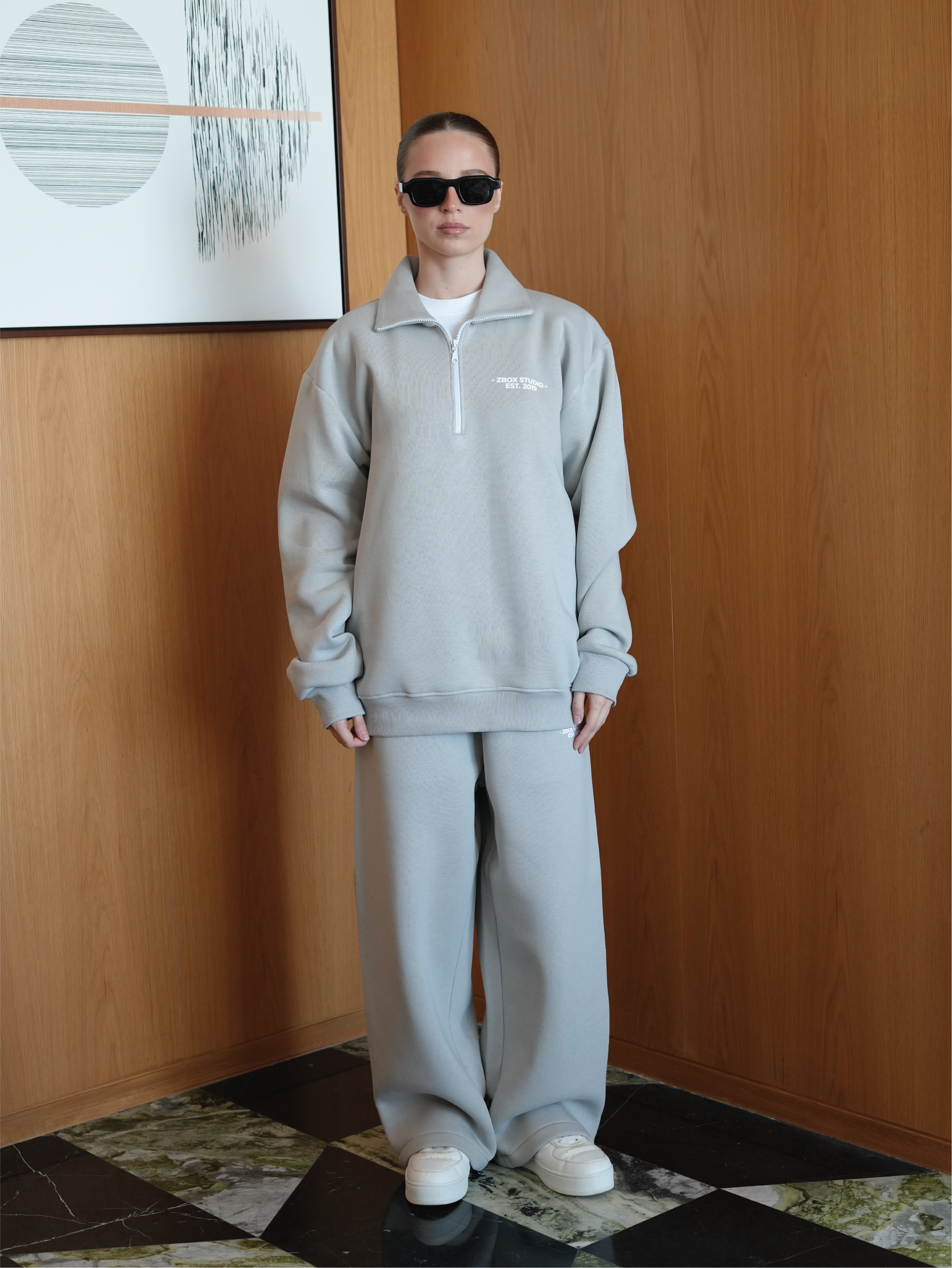 Light Grey Half Zip Sweatshirt