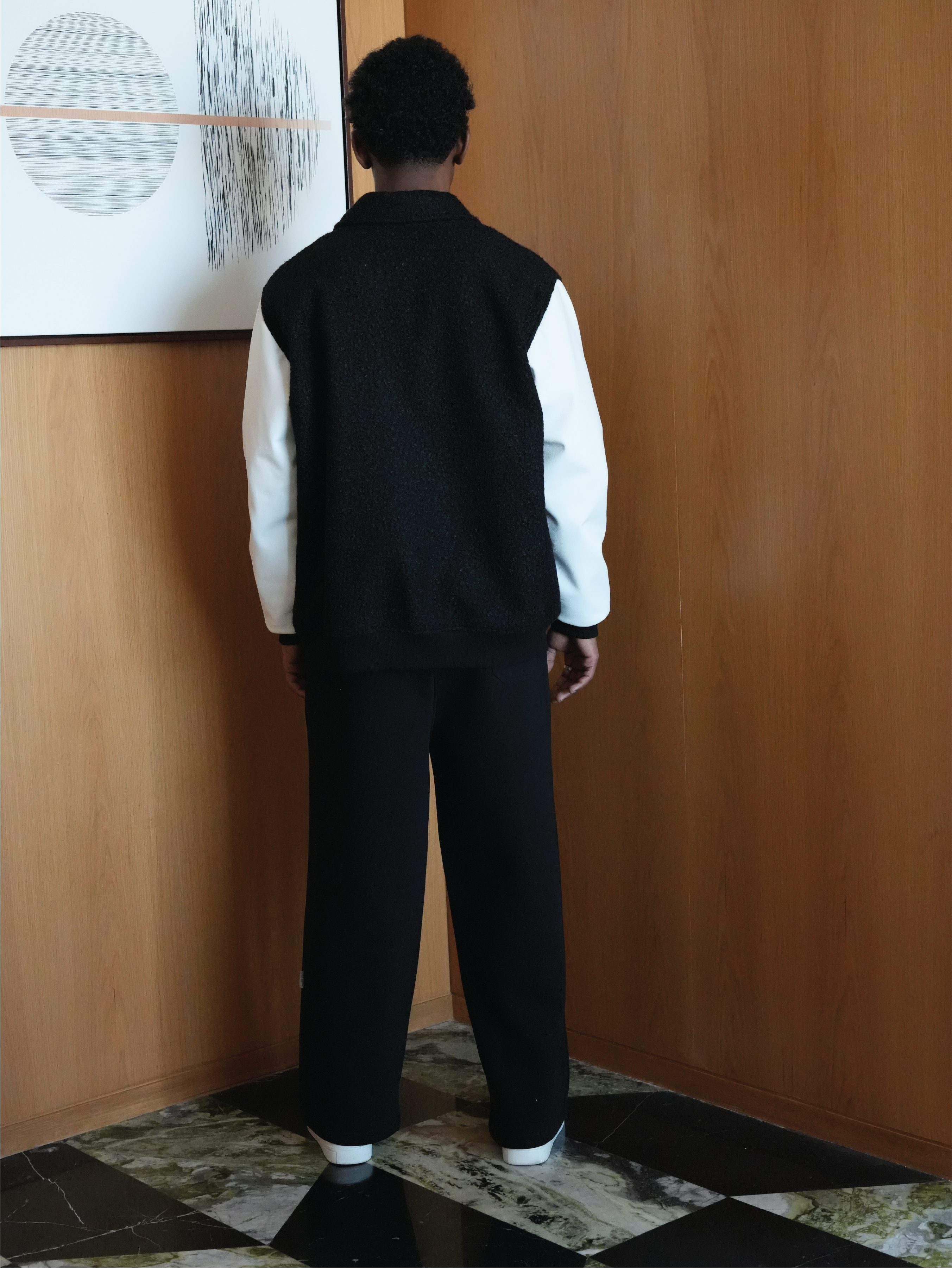 Black Wool-Blend Varsity Jacket