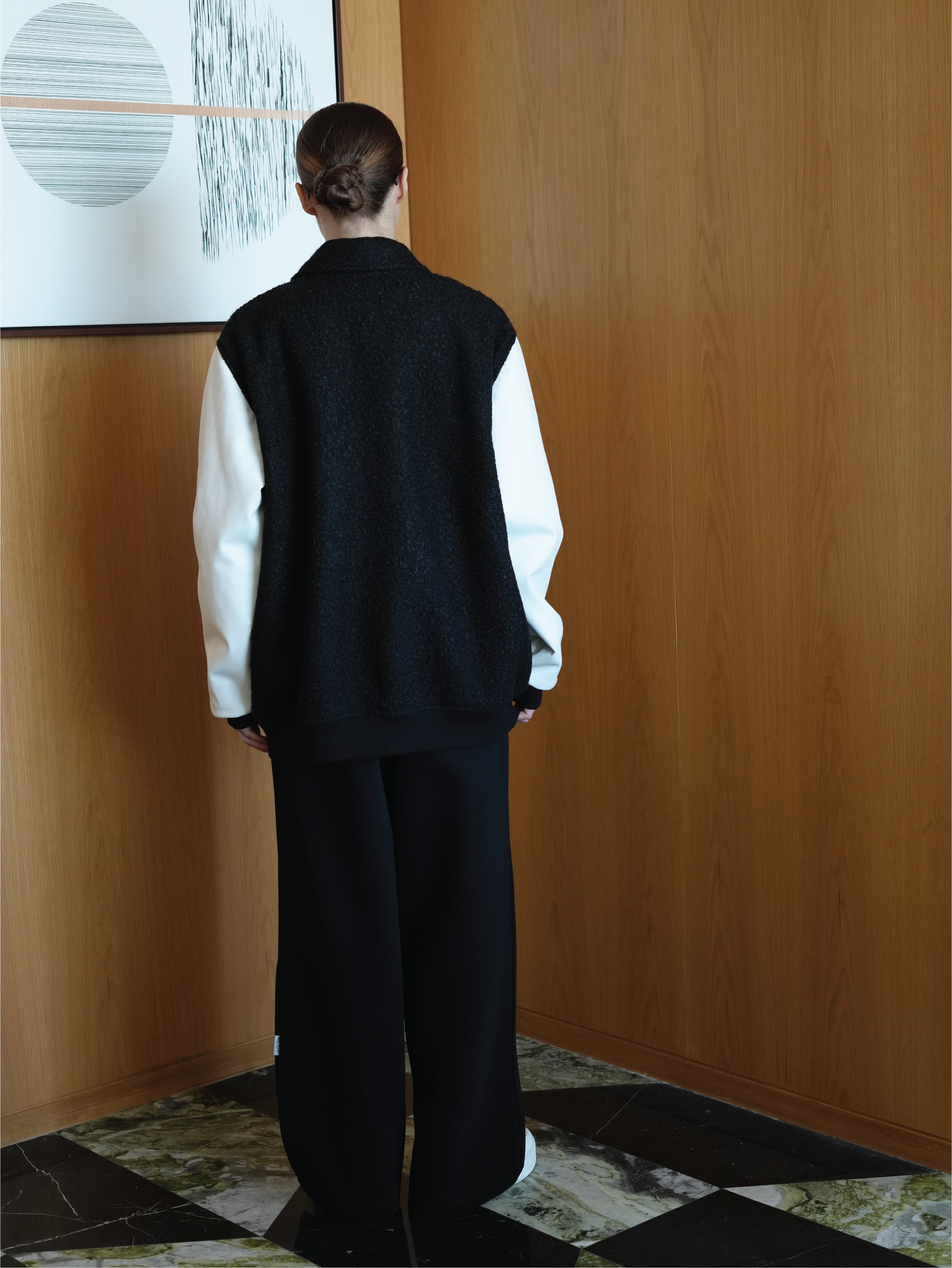 Black Wool-Blend Varsity Jacket