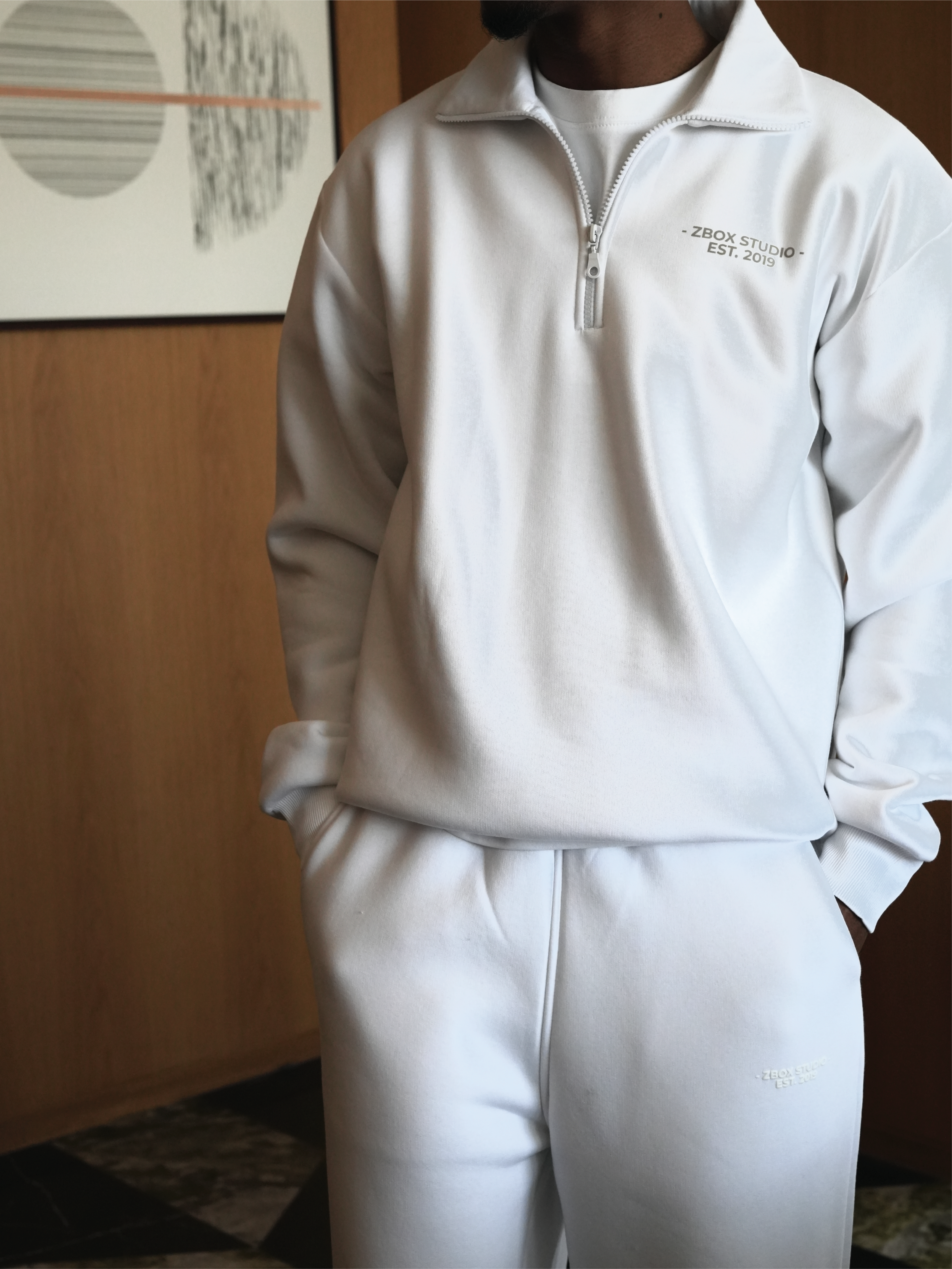 White Half Zip Sweatshirt