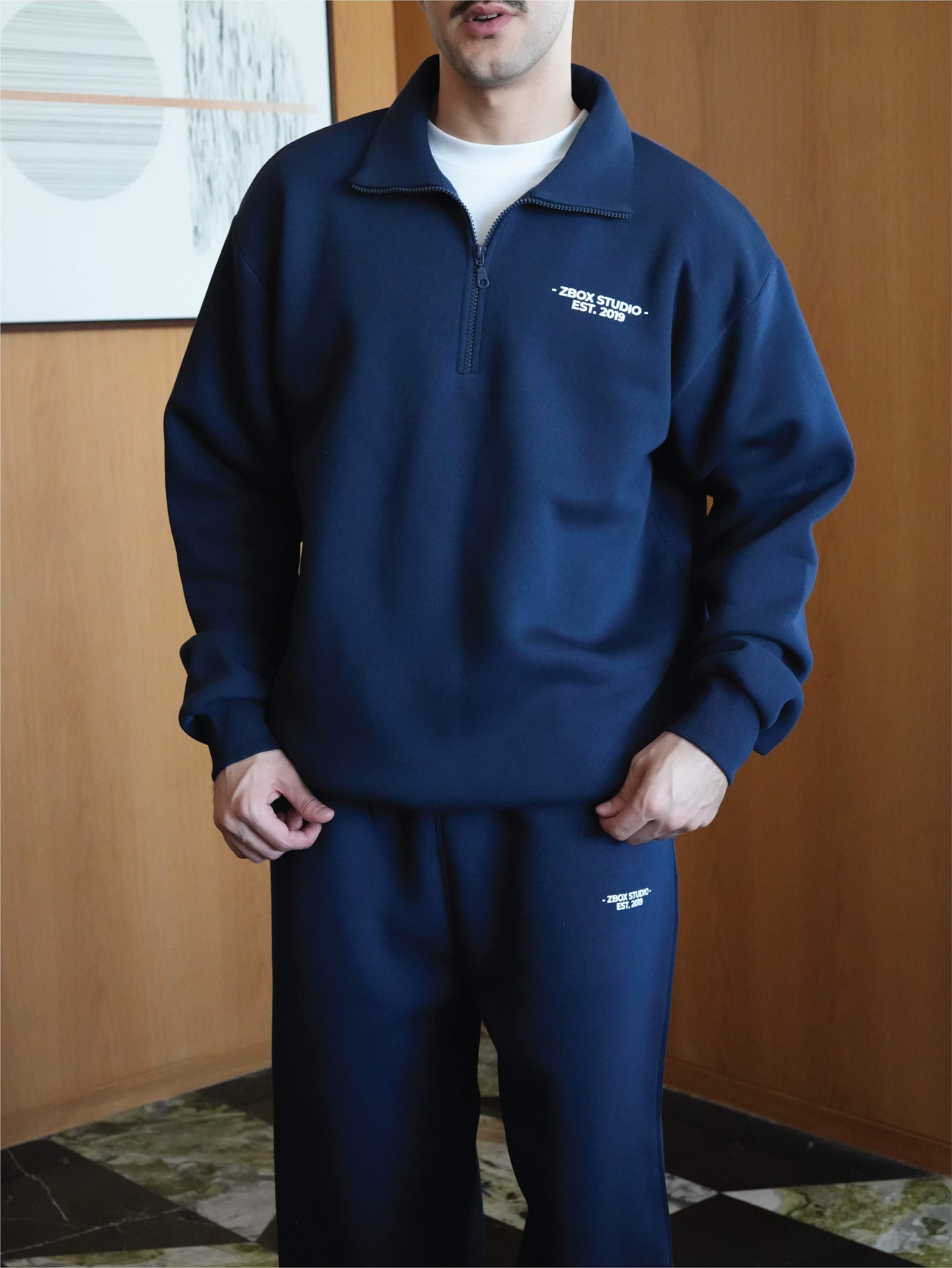 Navy Blue Half Zip Sweatshirt