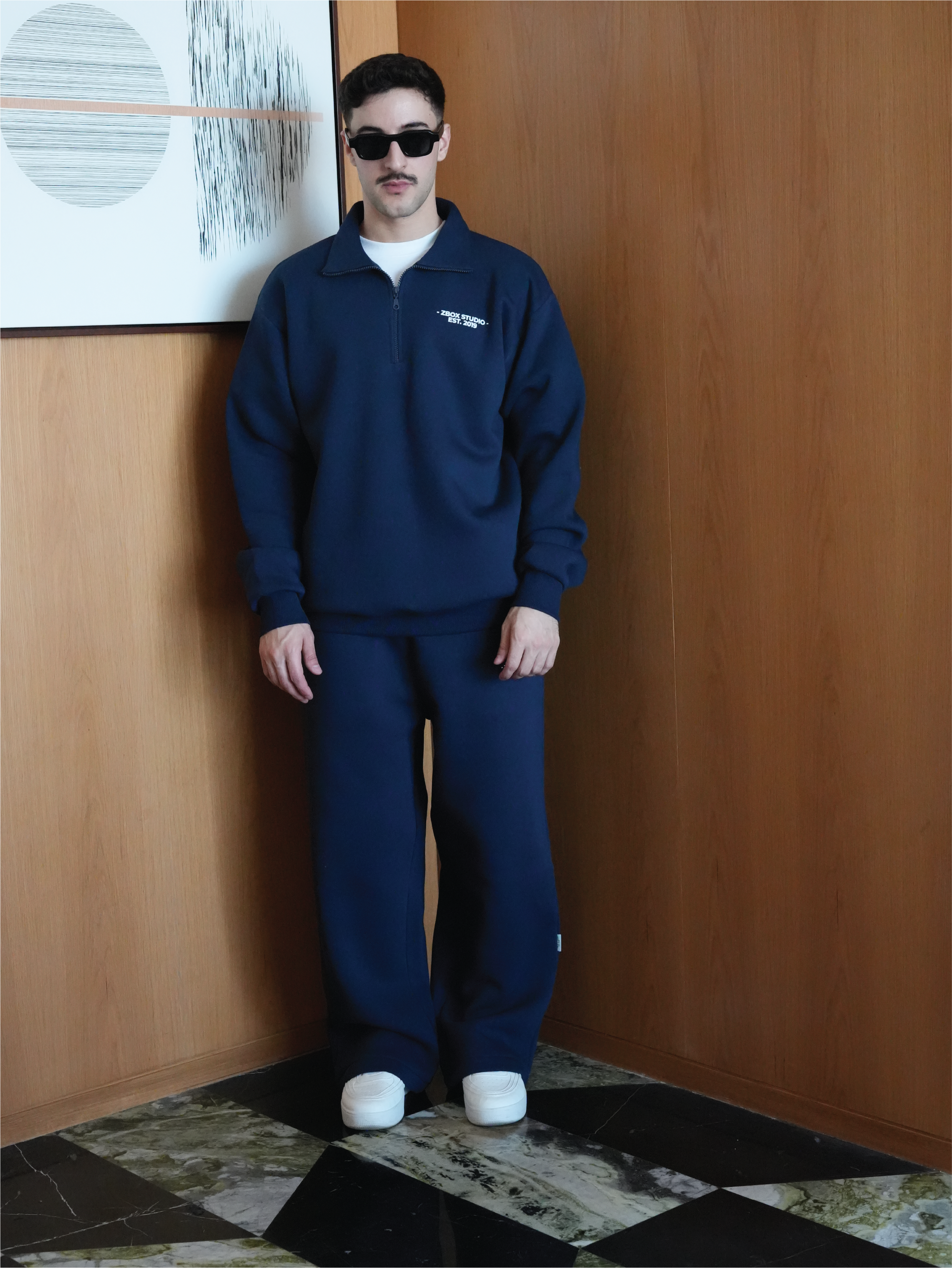 Navy Blue Half Zip Sweatshirt