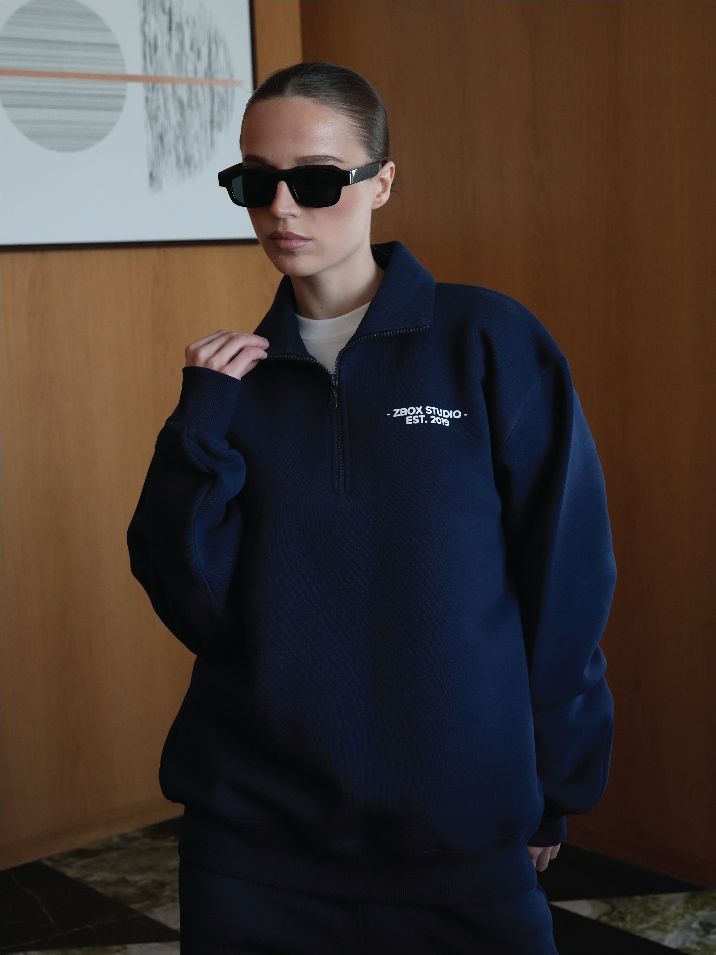 Navy Blue Half Zip Sweatshirt