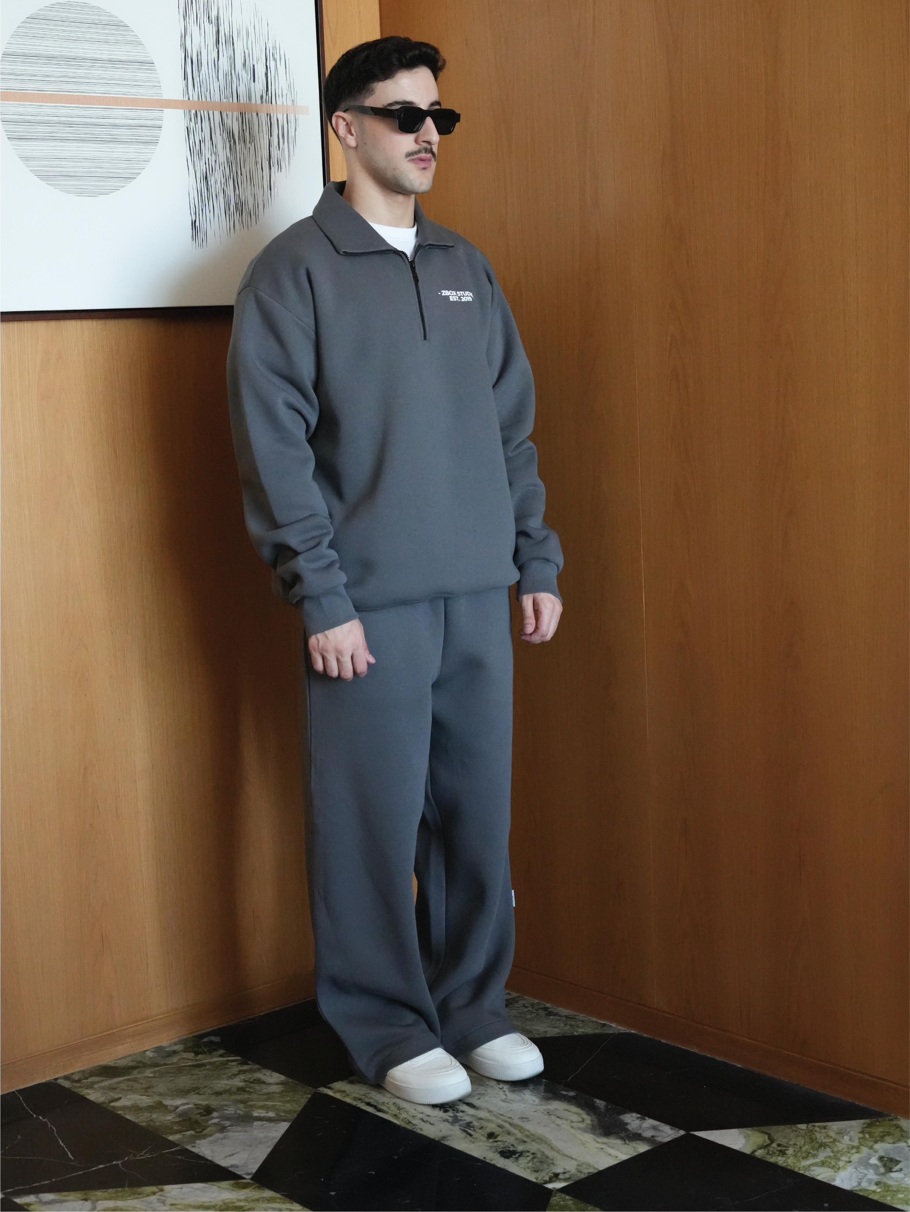 Dark Grey Half Zip Sweatshirt