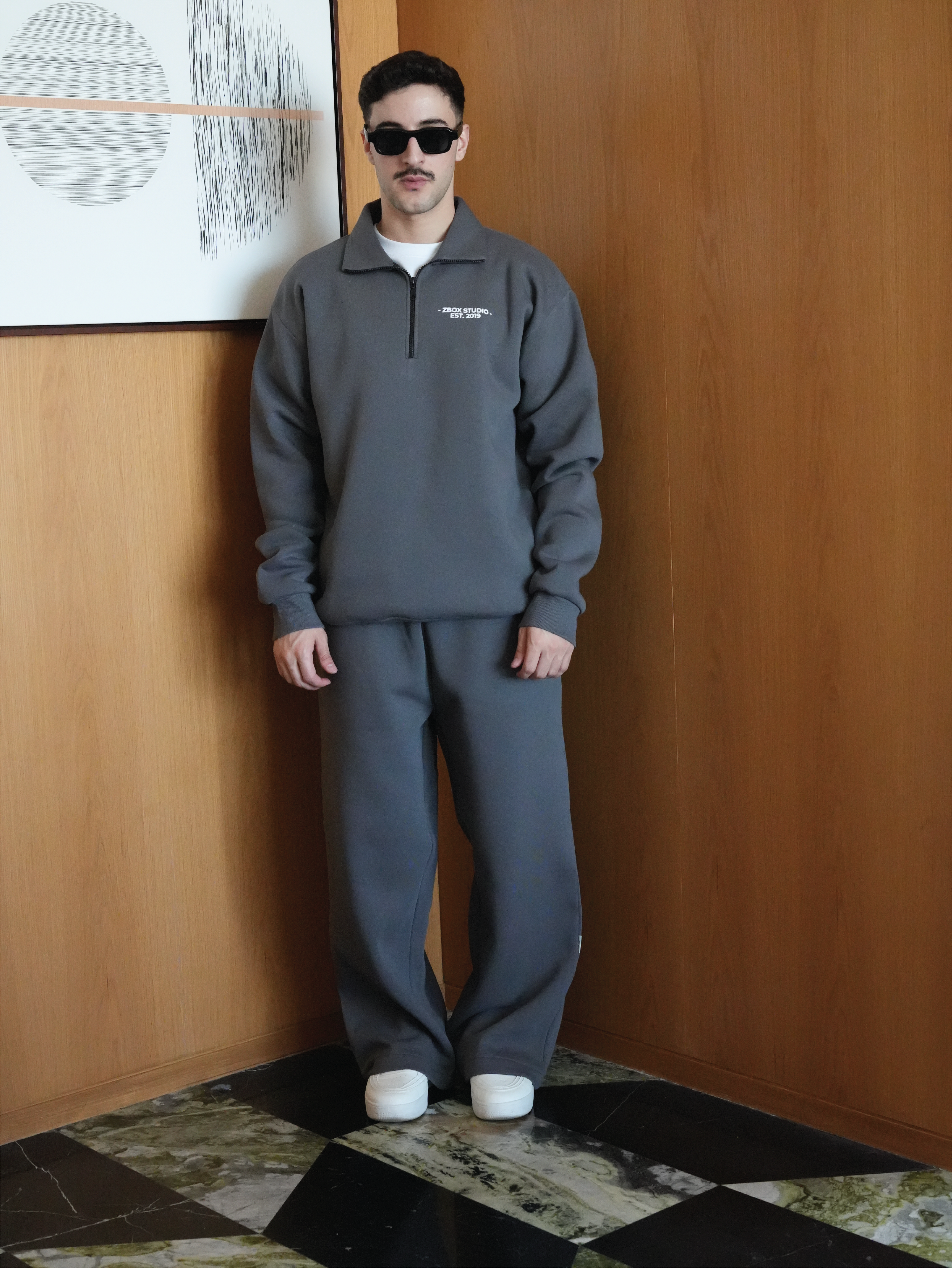 Dark Grey Half Zip Sweatshirt