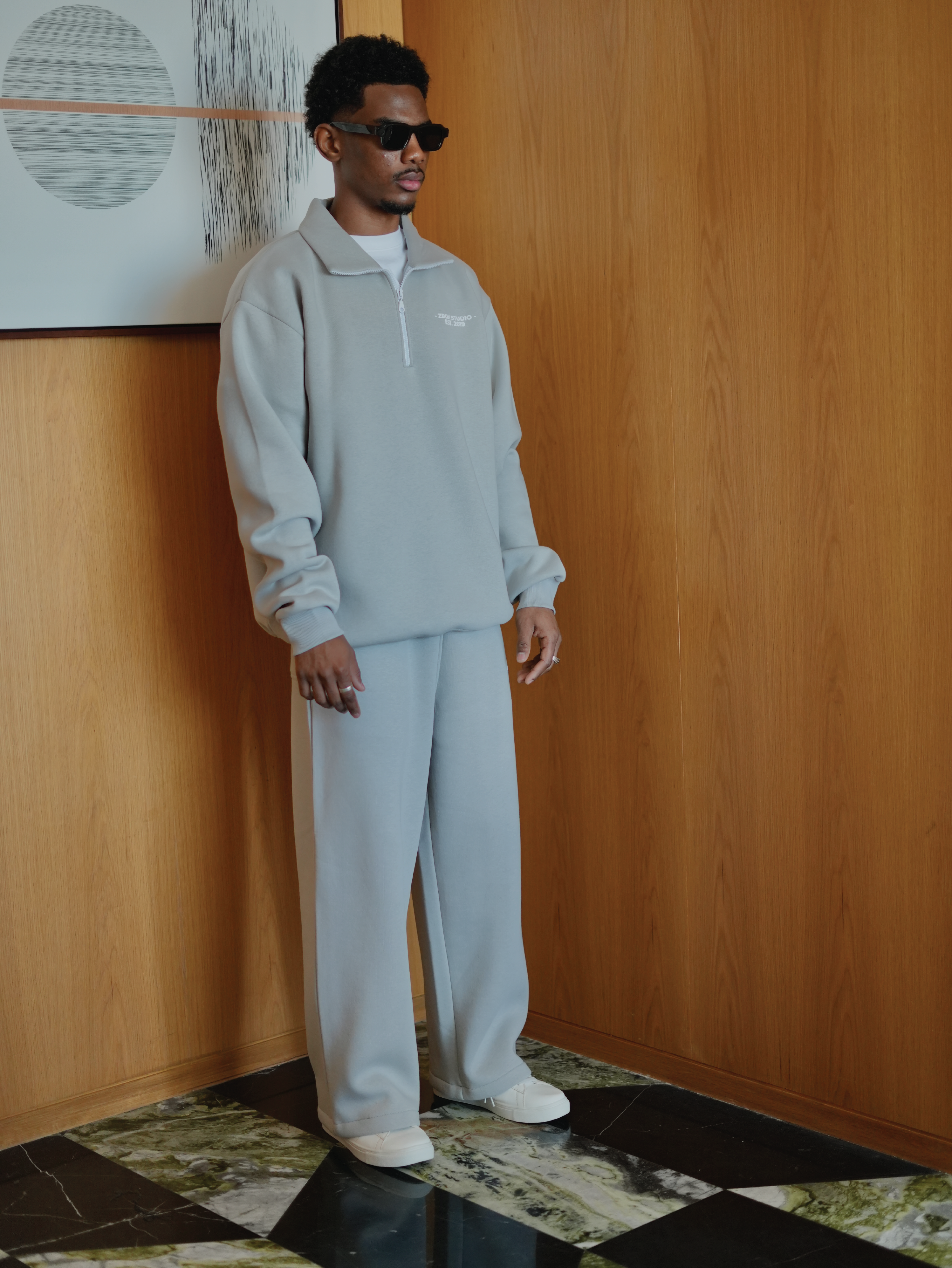 Light Grey Half Zip Sweatshirt