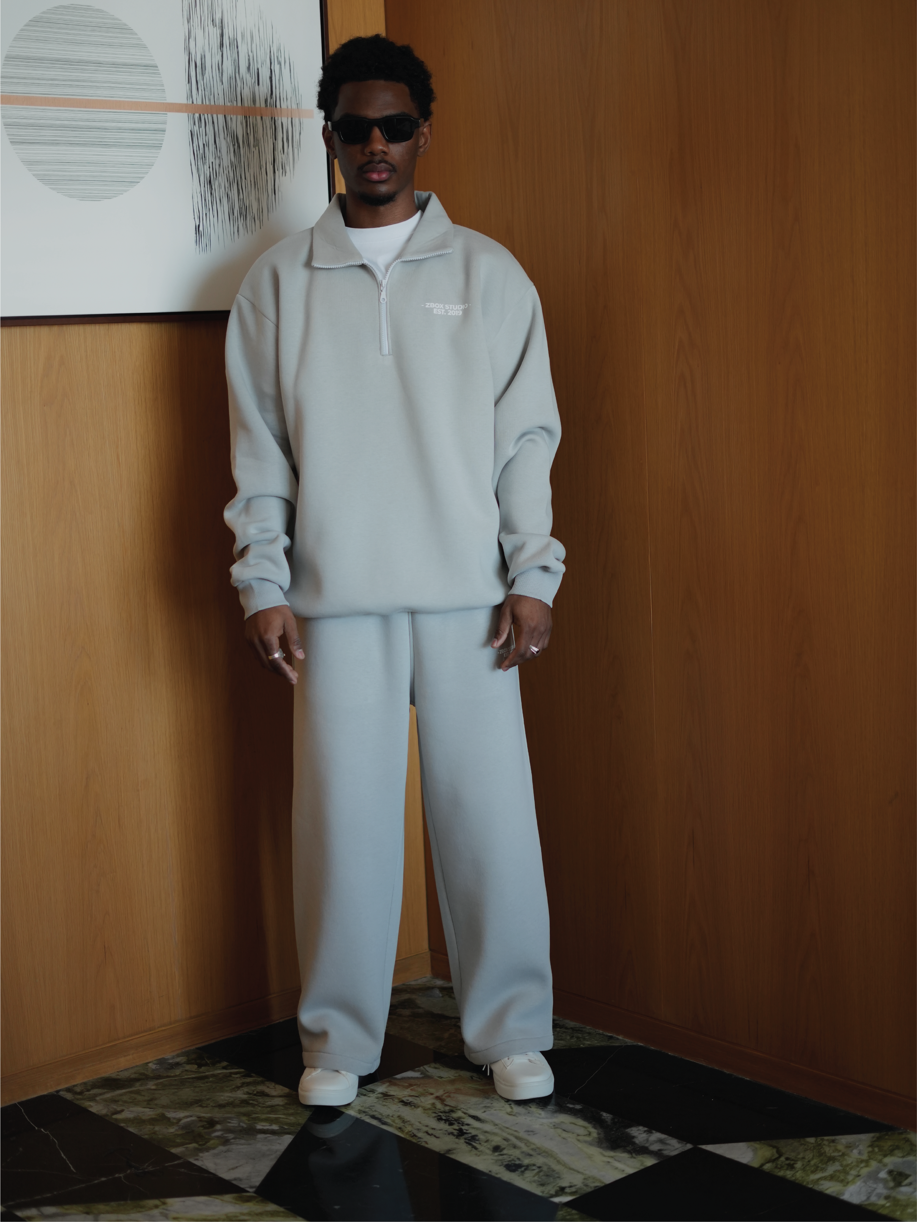 Light Grey Half Zip Sweatshirt