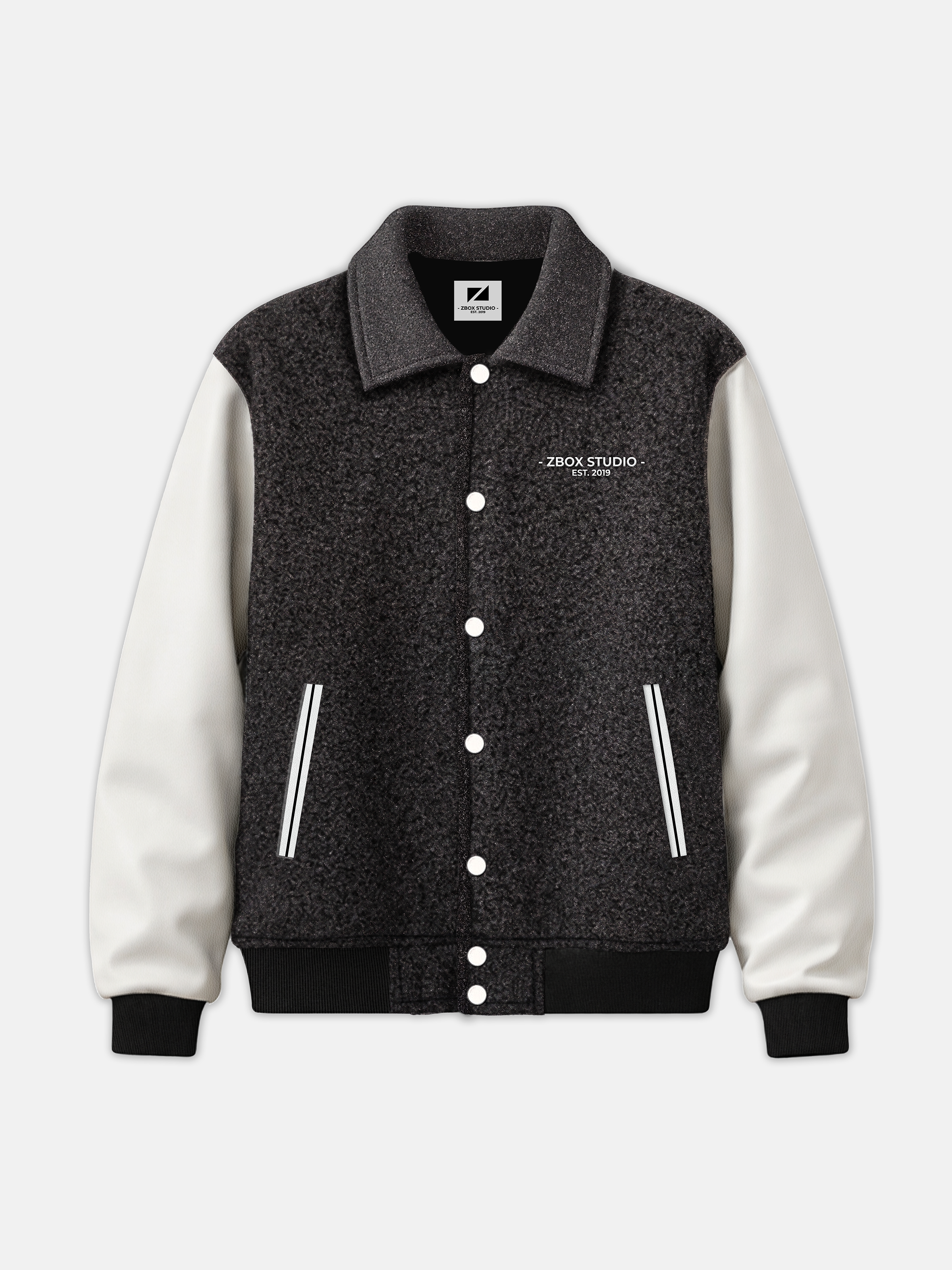 Black Wool-Blend Varsity Jacket